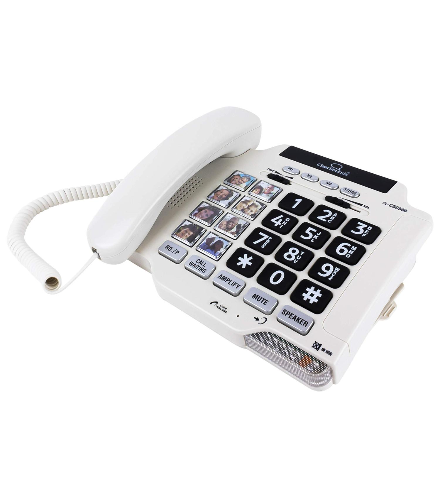 ClearSounds CSC500 Amplified Landline Phone with Speakerphone and Photo Frame Buttons | Up to 30dB Amplification | T-Coil Hearing Aid Compatible - Buy Online on GoSupps.com
