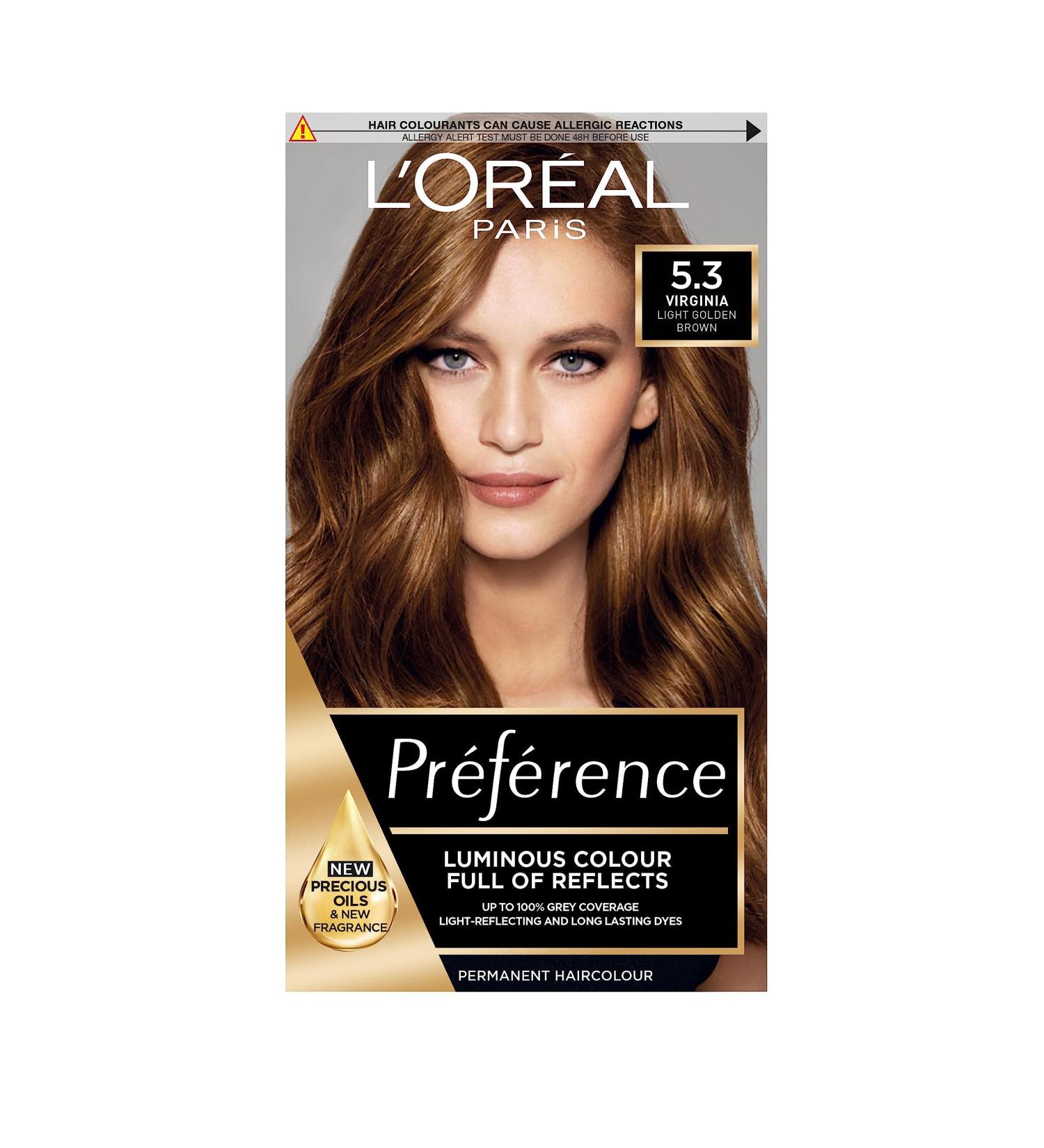 L'Oreal Paris Preference Hair Dye 5.3 Virginia - Long Lasting Luminous Permanent Hair Colour - Buy Online on GoSupps.com