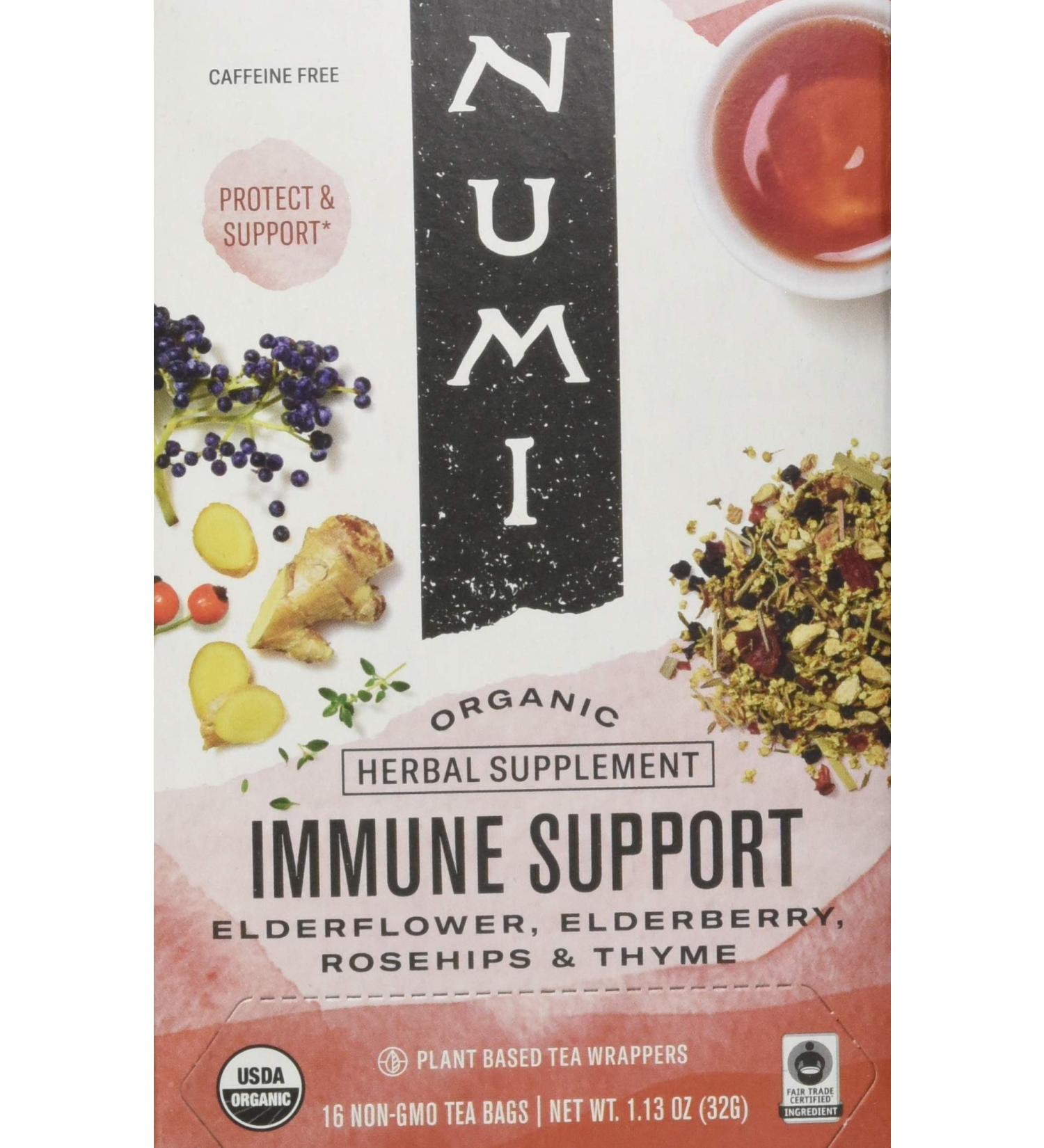 Numi Organic Immune Support Tea Bags - Caffeine Free, Non-GMO, 16 Count - Buy Online on GoSupps.com