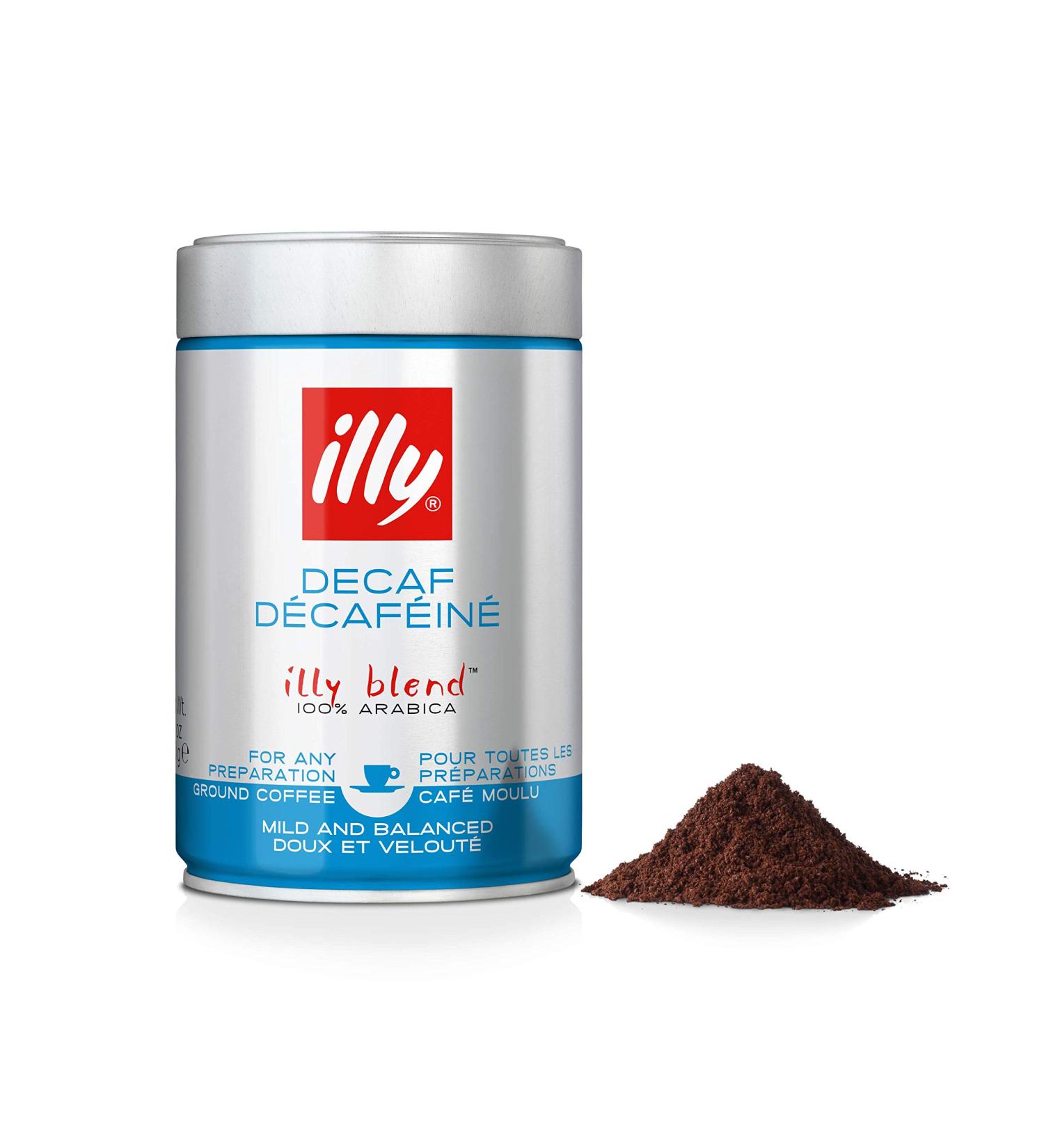 illy Decaffeinated Ground Coffee | 250g Medium Roast 100% Arabica | Espresso Grind - Buy Online on GoSupps.com