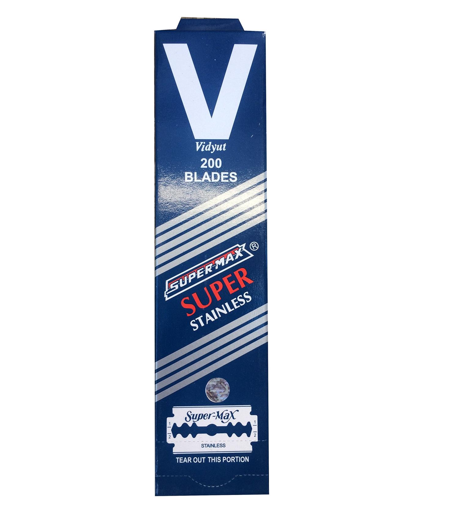 Super-Max Super Stainless Double Edge Safety Razor Blades 200 blades (20x10)