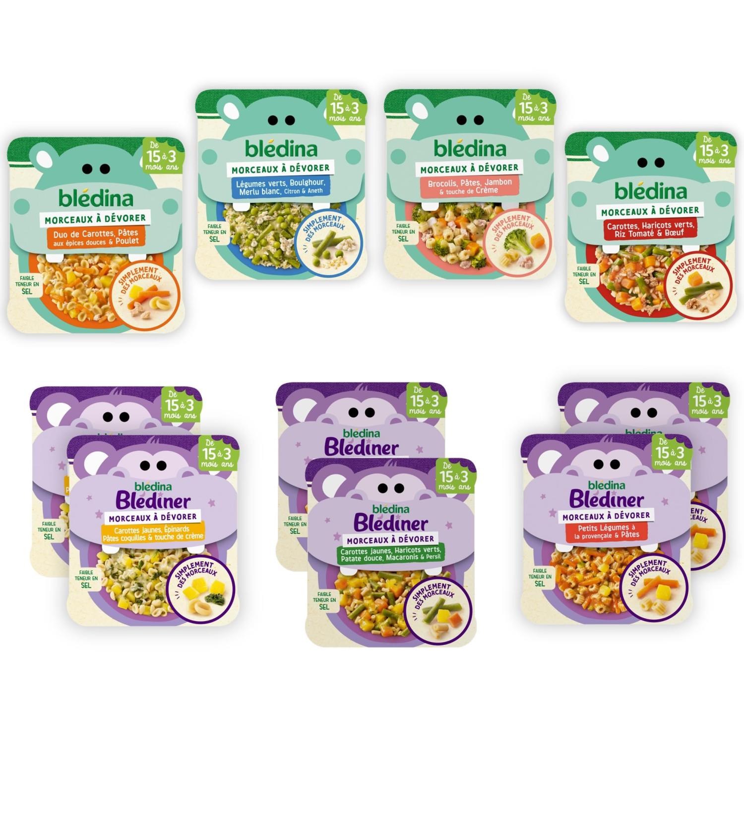 Bl dina - Morceaux D vorer - 10 petits plats pour b b - Repas midi et soir - D s 15 Mois - 7 recettes - Pack de 10 (L'emballage peut varier) - Buy Online on GoSupps.com