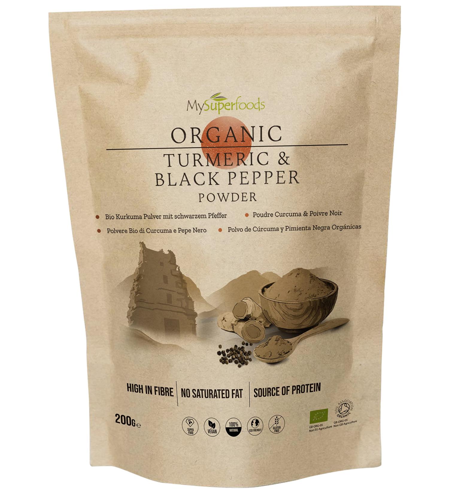 Organic Turmeric Powder with Black Pepper (200g) - High Absorption Curcumin Source | 200g Pack | MySuperfoods - Buy Online on GoSupps.com