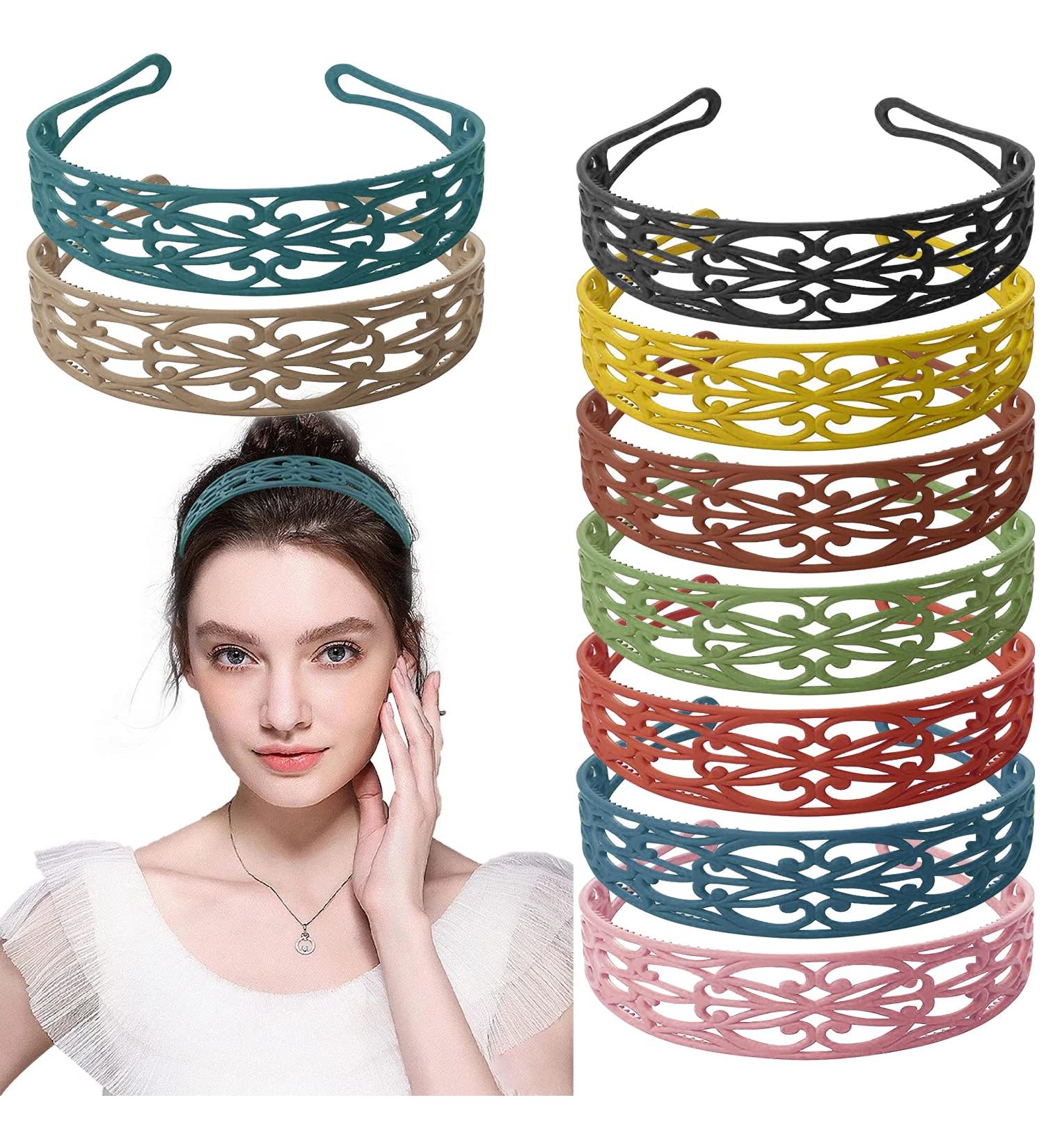 Kukiwhy 9 PCS Sliverdew Wide Plastic Headbands for Women - Elegant Hair Accessories for Girls and Women - Buy Online on GoSupps.com