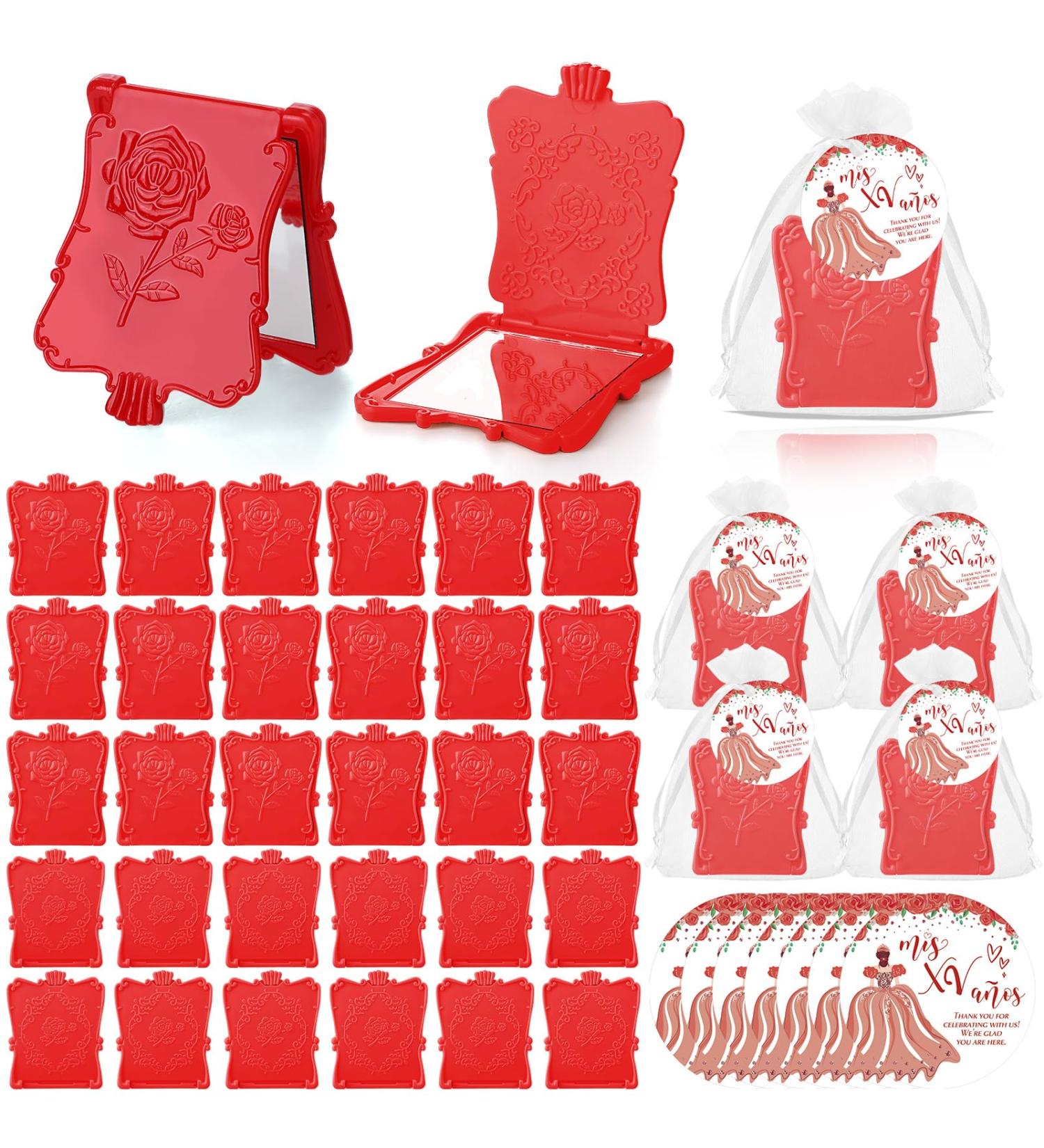 Wenqik 50 Sets Quinceanera Favors for Guests Include Square Rose Mirror Cards and Organza Bags 15th Sweet Birthday Party Favor 15 Year Old Birthday Decorations - Buy Online on GoSupps.com