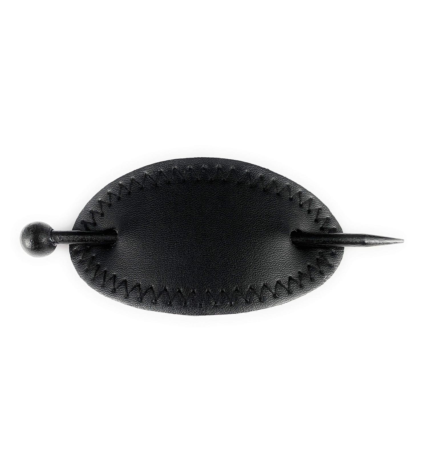 Black Faux Leather Zigzag Stitched Hair Pin Barrette - Slide Accessory - Buy Online on GoSupps.com