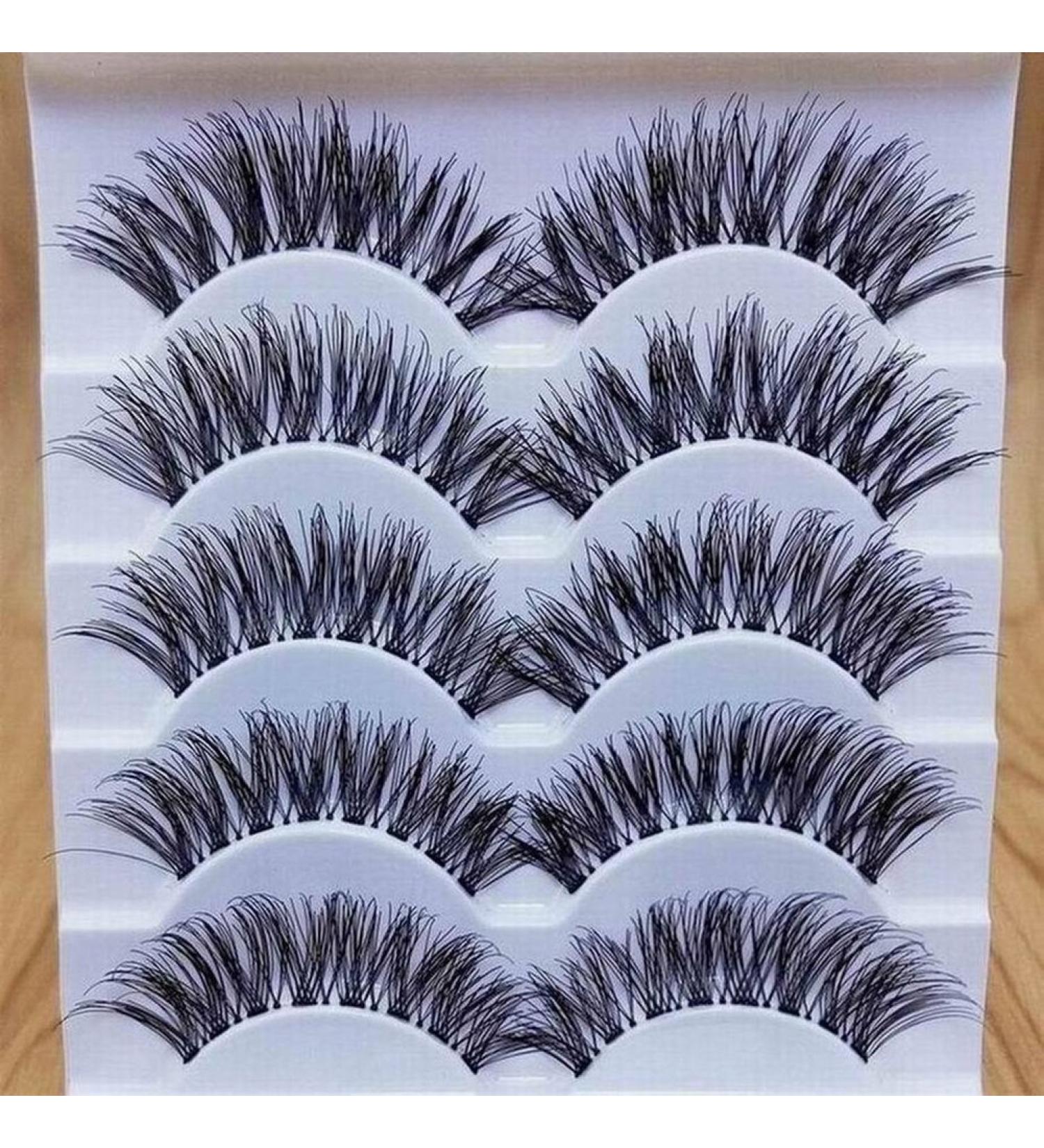 SpirWoRchlan 5 Pairs Long Cross False Eyelashes - Premium Black Eyelash Extensions for Stunning Makeup - Shop Now! - Buy Online on GoSupps.com