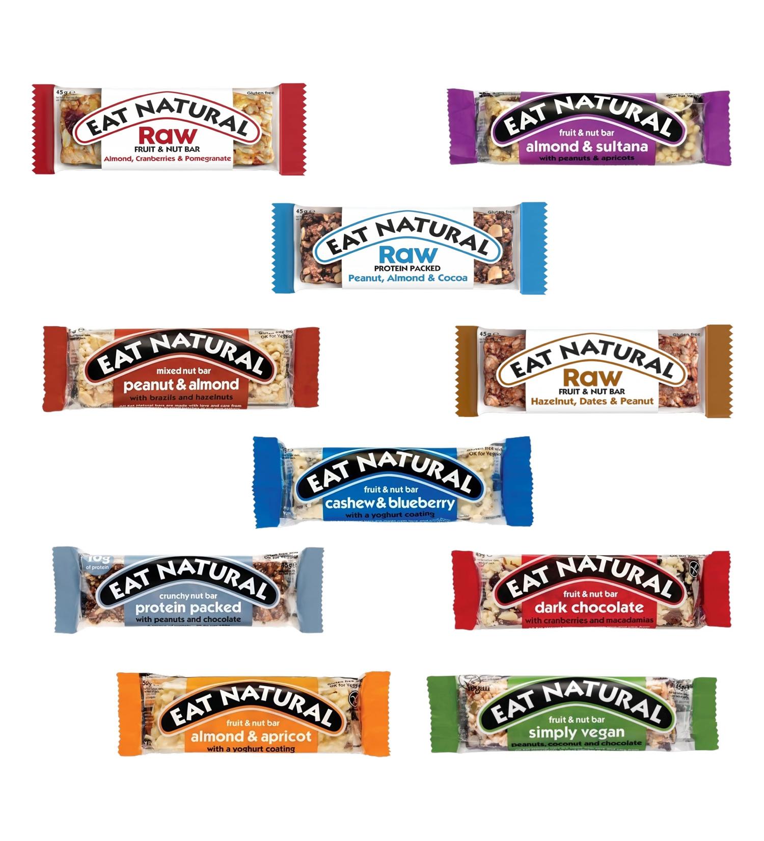 Eat Natural Chocolate Bar Pick N Mix - Choose From 9+ Flavours | Fruit & Nut Yoghurt Coated Almond Cranberry & Macadamia Peanut & Almond and Many more - Pack of 4 - Buy Online on GoSupps.com