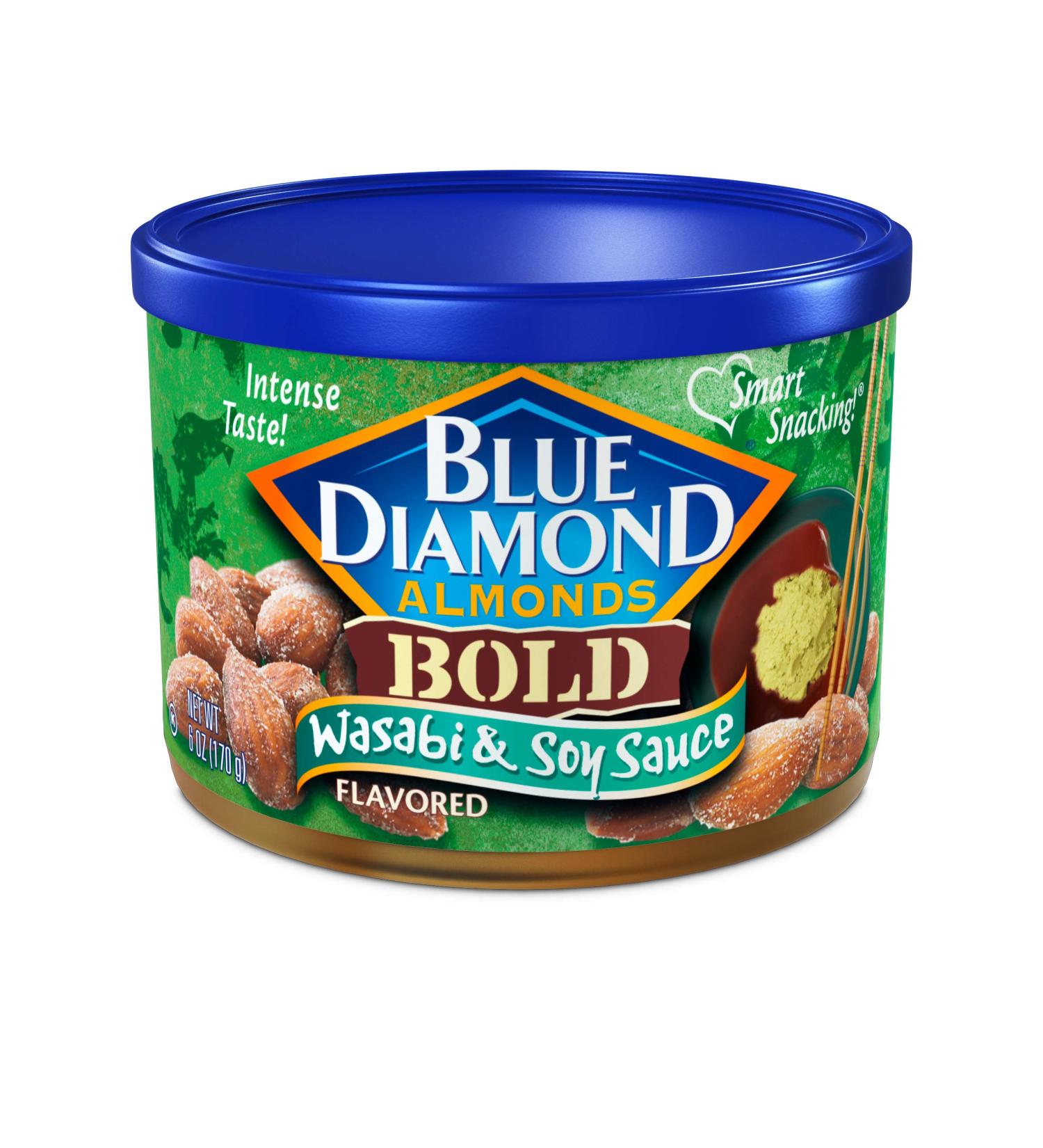 Blue Diamond Almonds Bold Wasabi & Soy Sauce 6 Oz Canister - Buy Online on GoSupps.com