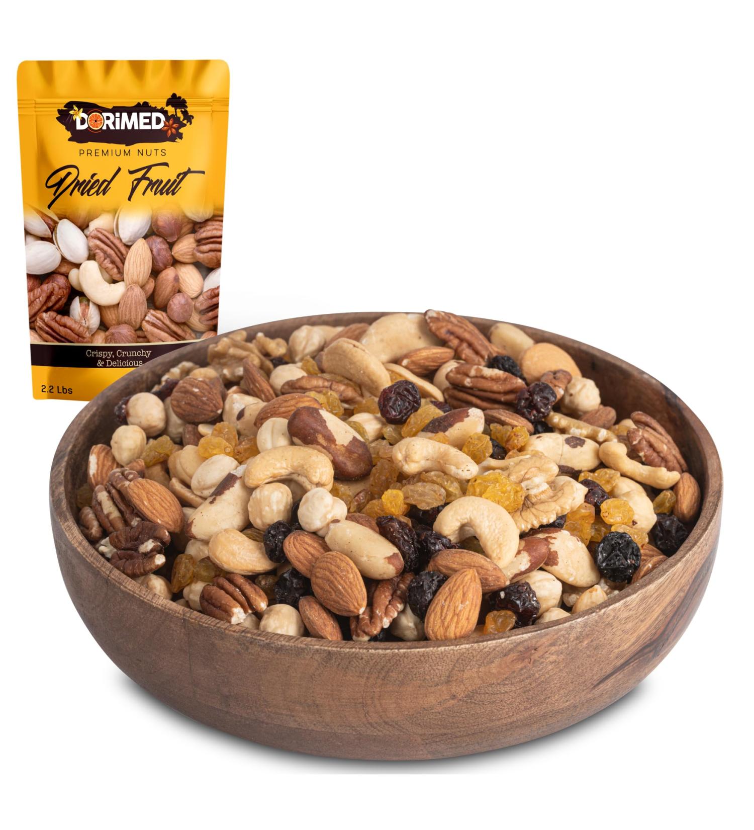 Mixed Dried Fruits 1 Kg - Almonds Hazelnuts Cashews Pecans Brazil Nuts Walnut Kernels Raisins Cranberries - Assorted Snacks Whole Dried Fruits GMO Free Resealable Bag - Buy Online on GoSupps.com