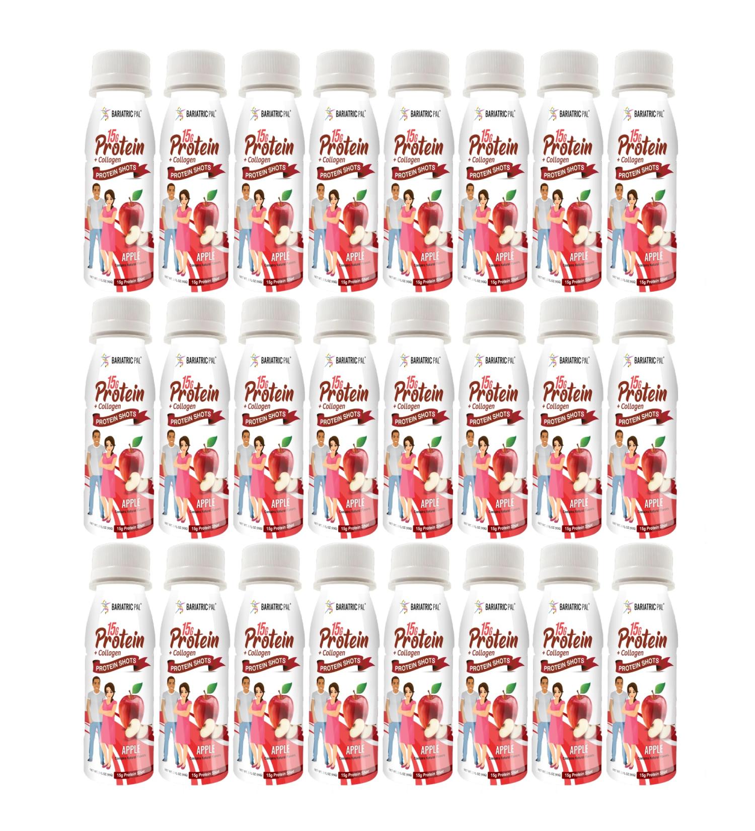 BariatricPal 15g Ready-To-Drink Whey Protein & Collagen Shots - Apple (24 Bottles)
