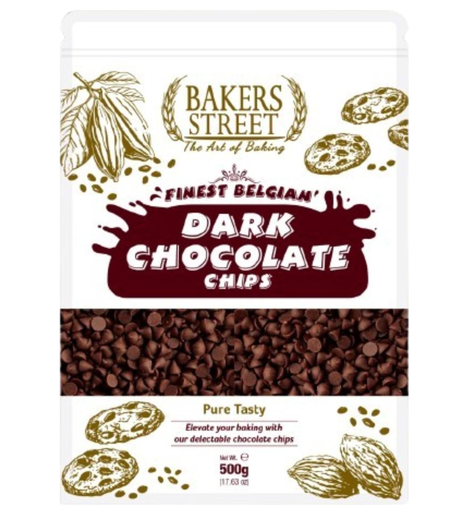 Bakers Street | Finest Belgian | Dark Chocolate Chips 500g | Premium Quality | Baking & Dessrets | Makeing Cake Muffin and all of bakings - Buy Online on GoSupps.com