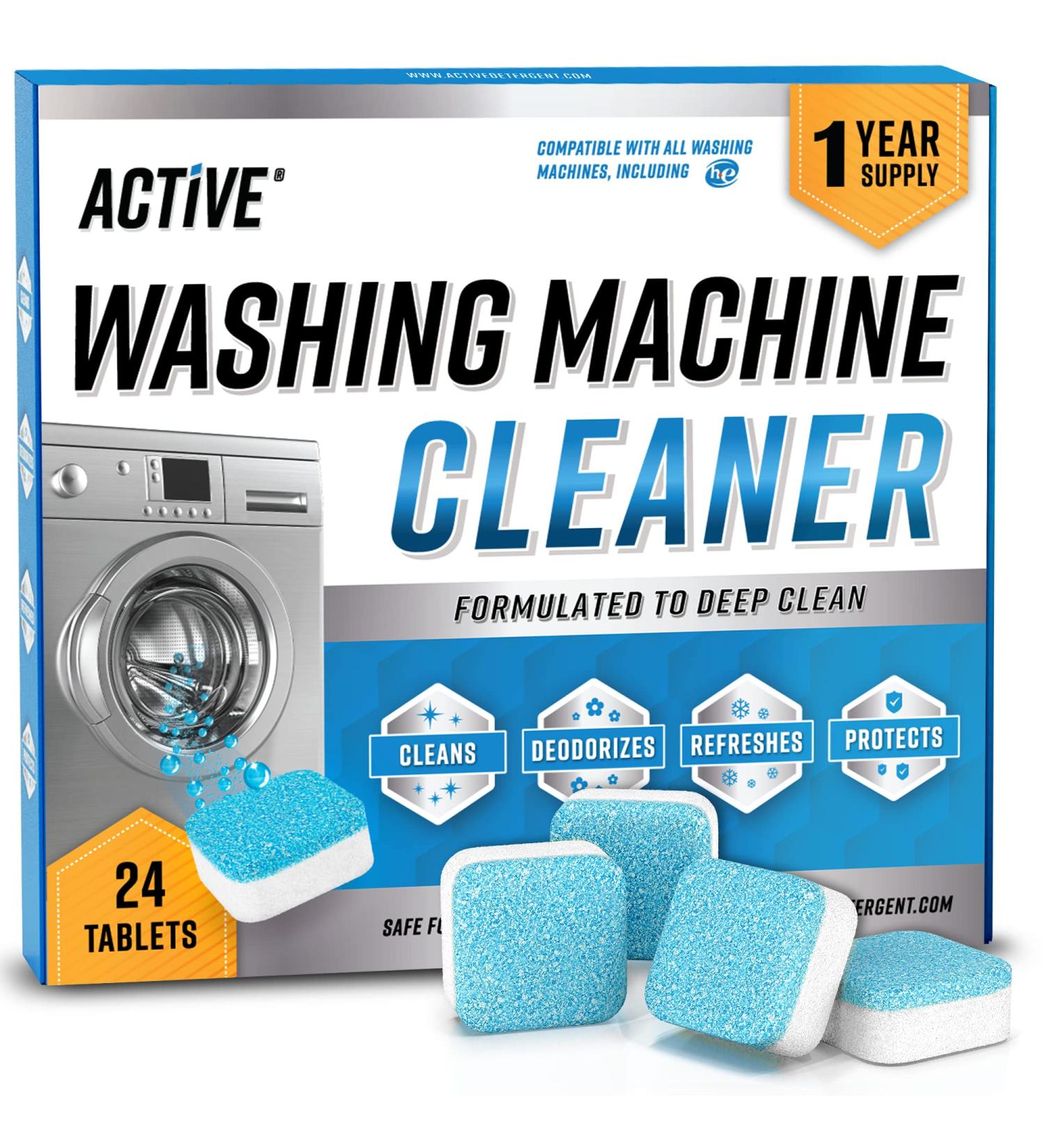 Washing Machine Cleaner Descaler 24 Pack - Eco-Friendly Deep Cleaning Tablets for HE Front & Top Load Washers - Septic Safe Deodorizer - 12 Month Supply - Buy Online on GoSupps.com