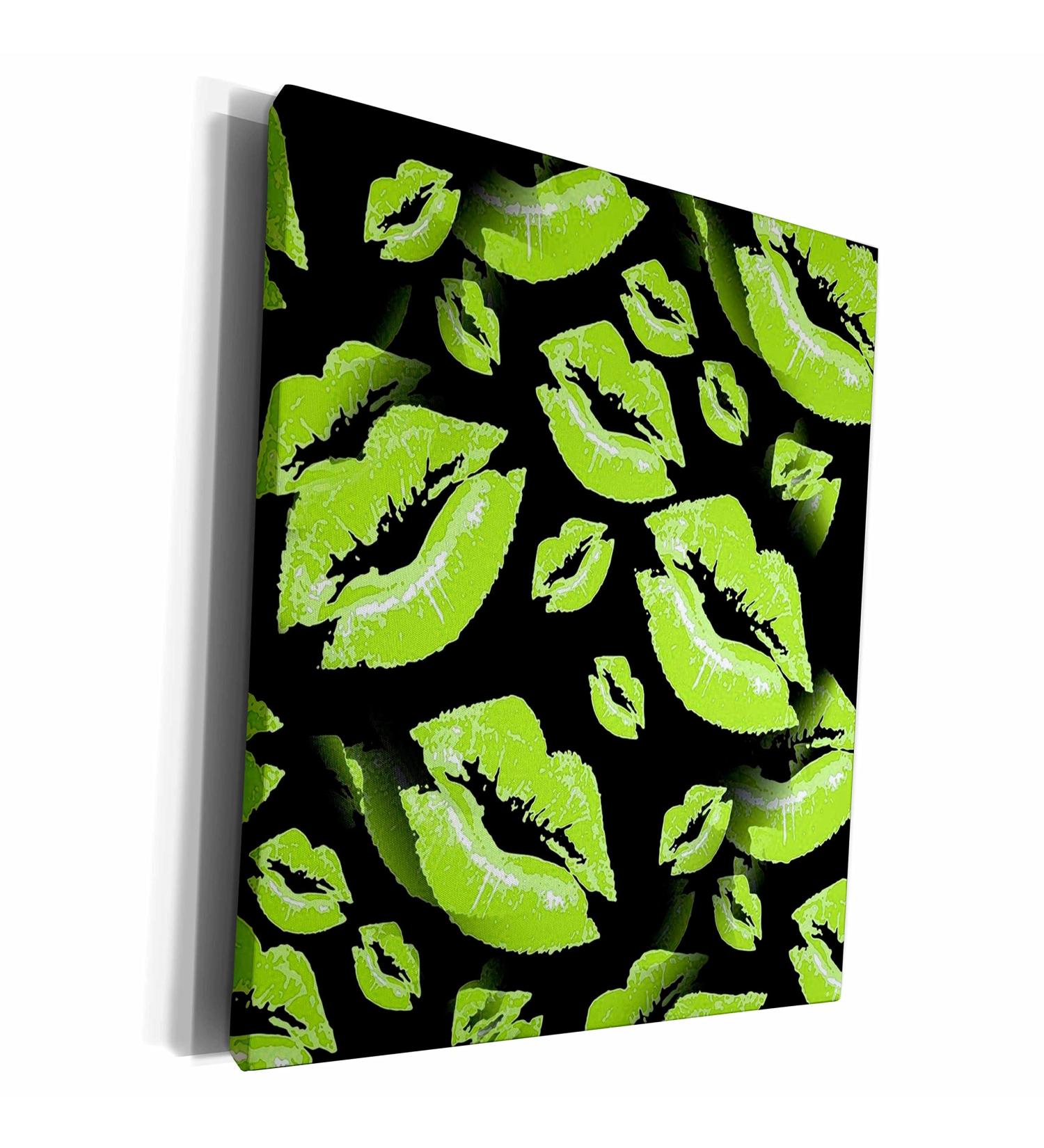 Shop 3dRose Museum Grade Canvas Wrap - Two Kisses Collided Lip Smacking Lime Lips Pattern - Perfect Home Decor for Lipstick Lovers - Buy Online on GoSupps.com