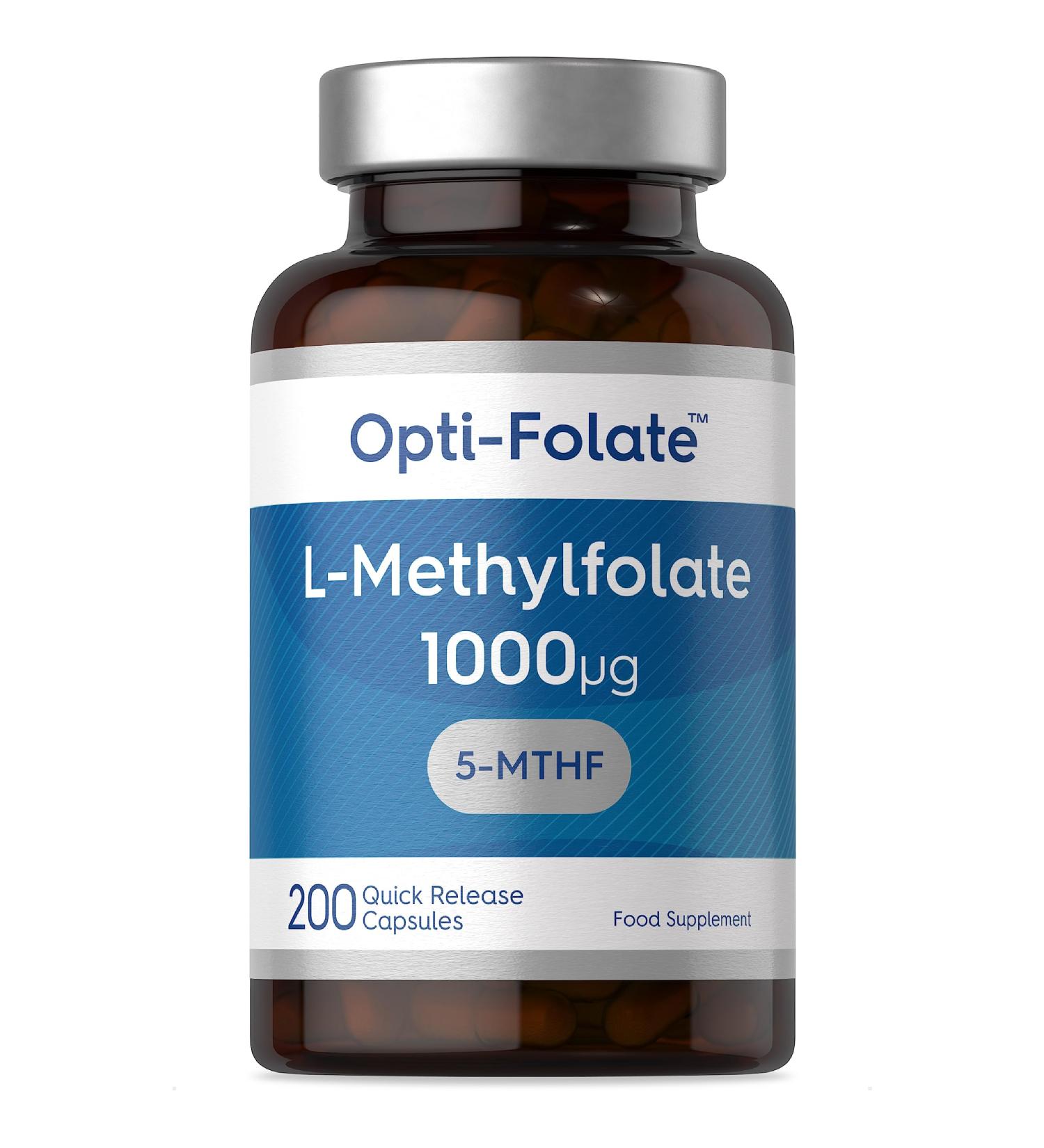 L-Methylfolate 1000ug | 200 Capsules | 5-MTHF Folate Supplement | Active Form of Folic Acid | by Opti-Folate - Buy Online on GoSupps.com