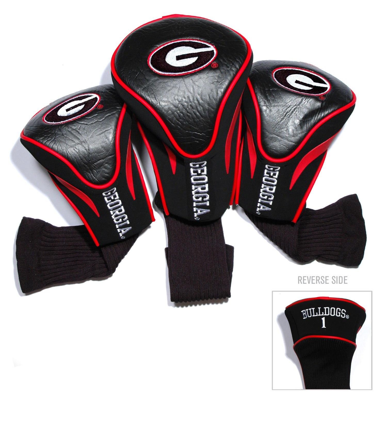 Team Golf NCAA Contour Golf Club Headcovers (3 Count), Numbered 1, 3, & X, Fits Oversized Drivers, Utility, Rescue & Fairway Clubs, Velour Lined for Extra Club Protection Georgia Bulldogs One Size Multi Team Color