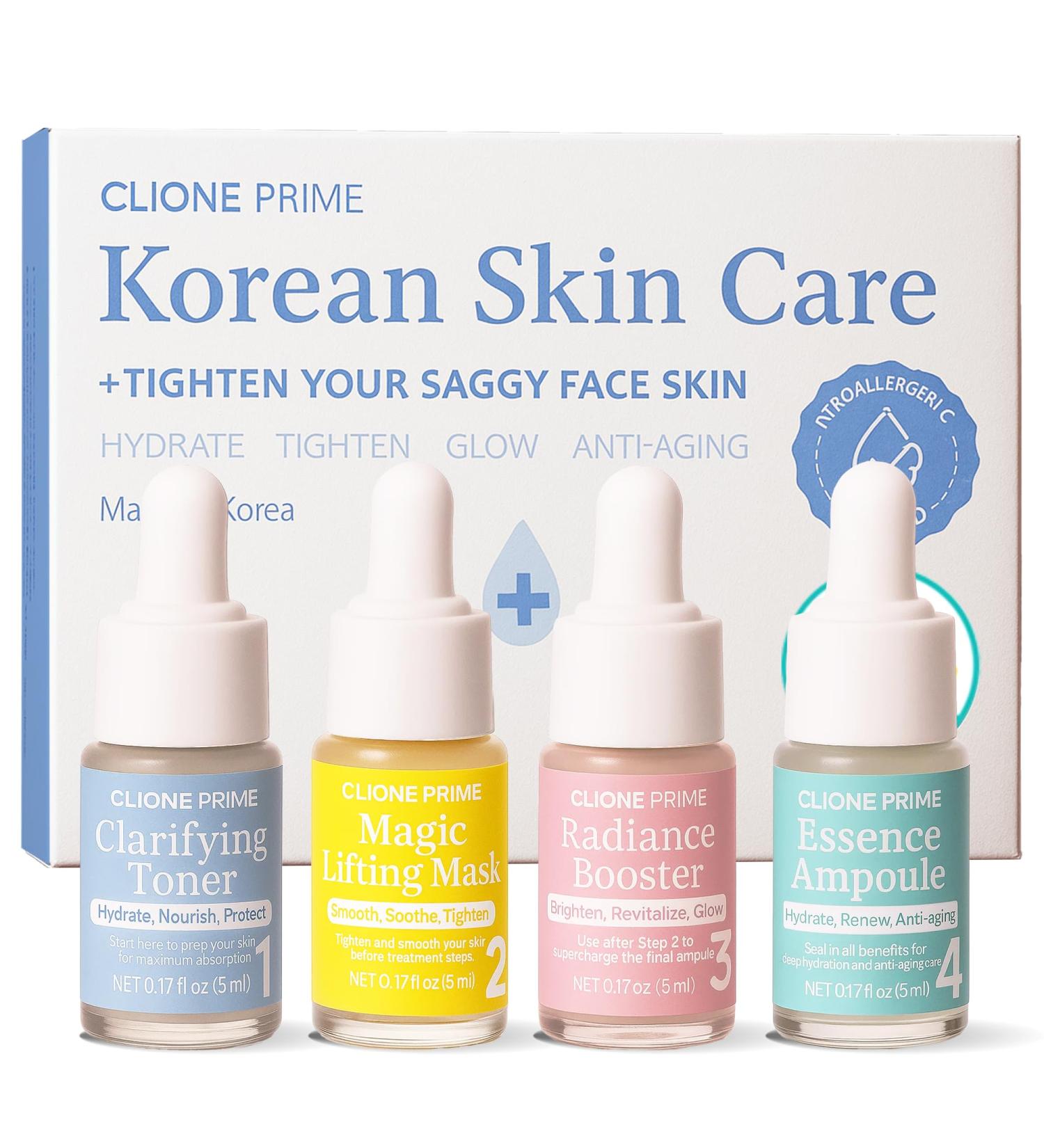 Korean Skin Care Set For Women - Gift For Women Korean Anti Aging Skin Care Products Lifting Firmness & Hydration Essence Mask Booster & Ampoule Set for Radiant Smooth Looking Skin - Buy Online on GoSupps.com