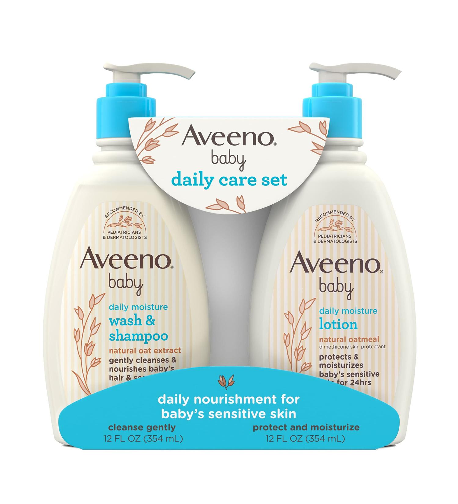 Aveeno Baby Daily Care Gift Set - Natural Oat Extract Moisturizing Lotion & 2-in-1 Bath WashShampoo - Buy Online on GoSupps.com