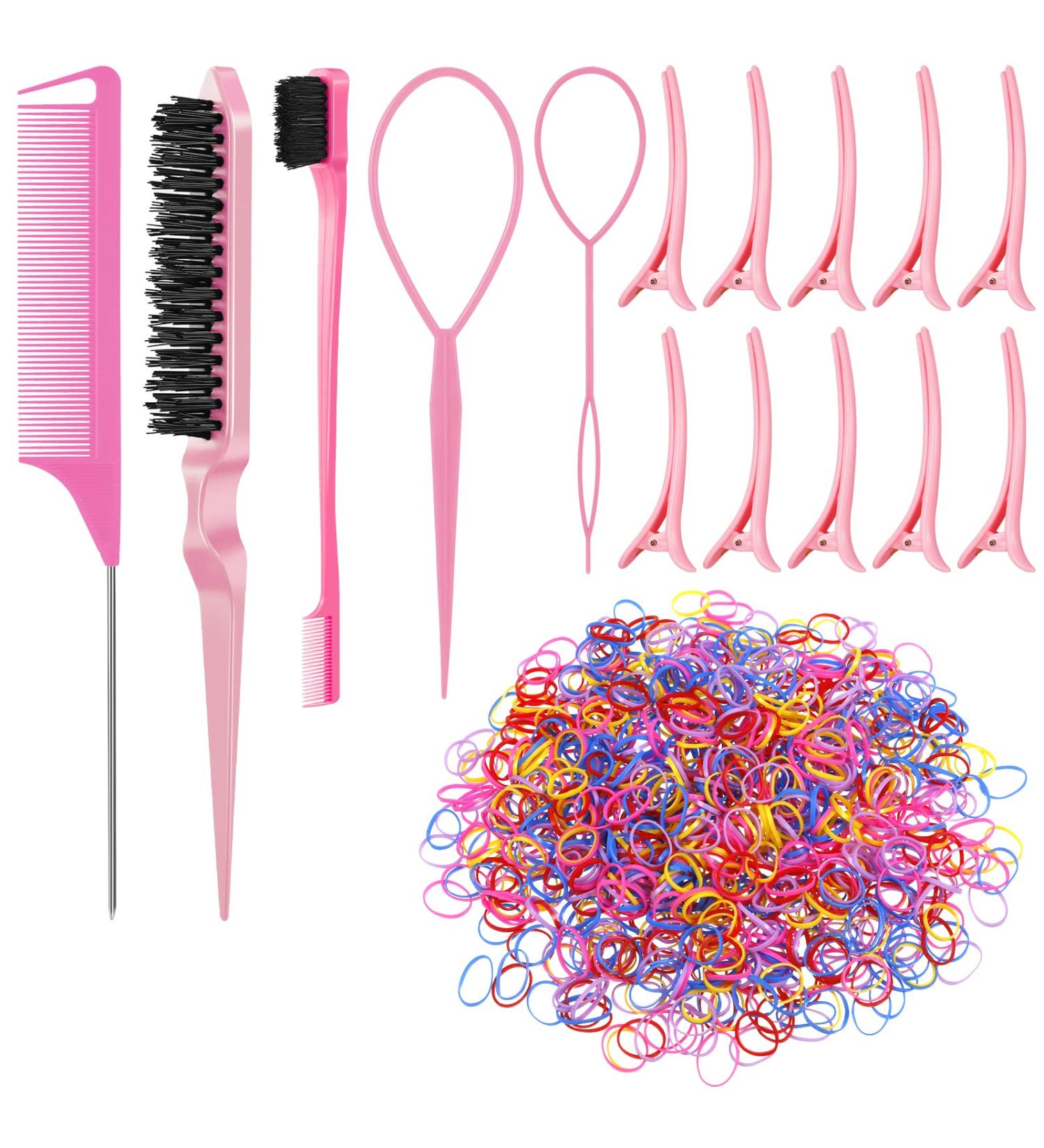 JOELELI 1000pcs Mini Hair Rubber Bands with Hair Styling Tools - Elastic Bands, Hair Clips, Brushes, Topsy Tail Tool - Braiding Accessories for Kids and Women - Buy Online on GoSupps.com
