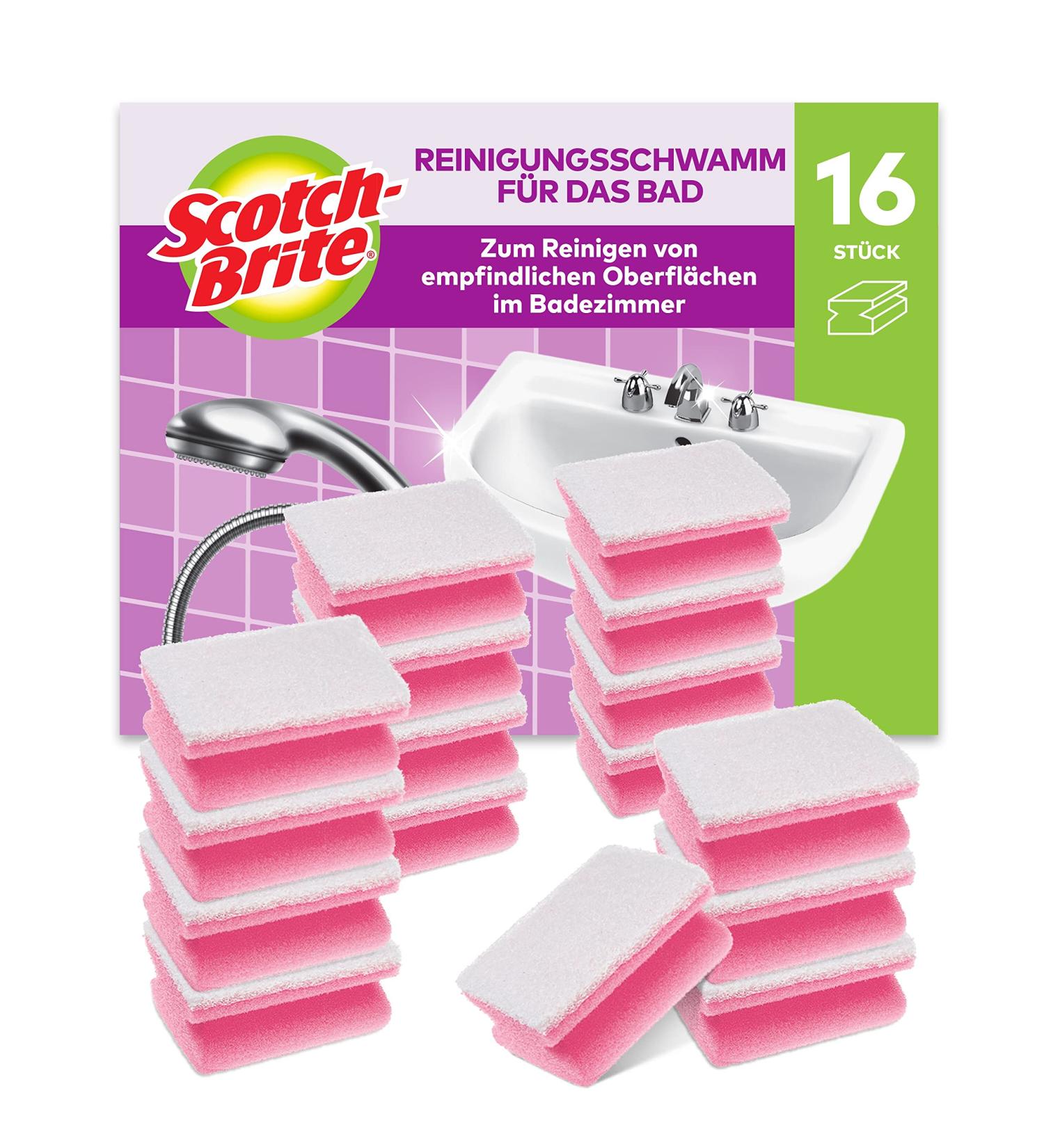 Scotch British Bathroom Cleaning Sponge Pack - 16 Soft Sponges for Sensitive Surfaces - Buy Online on GoSupps.com