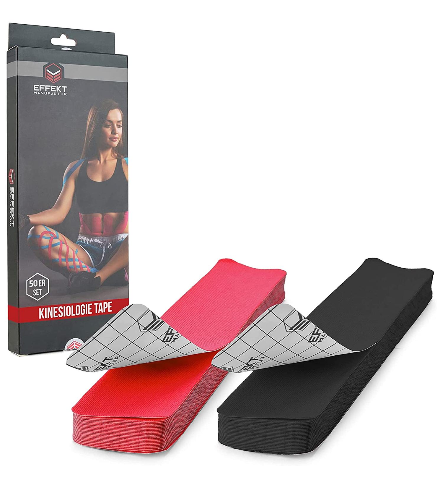 10x2 Kinesiology Tape PreCut - Waterproof & Elastic - 25 Strips Red & Black - Buy Online on GoSupps.com