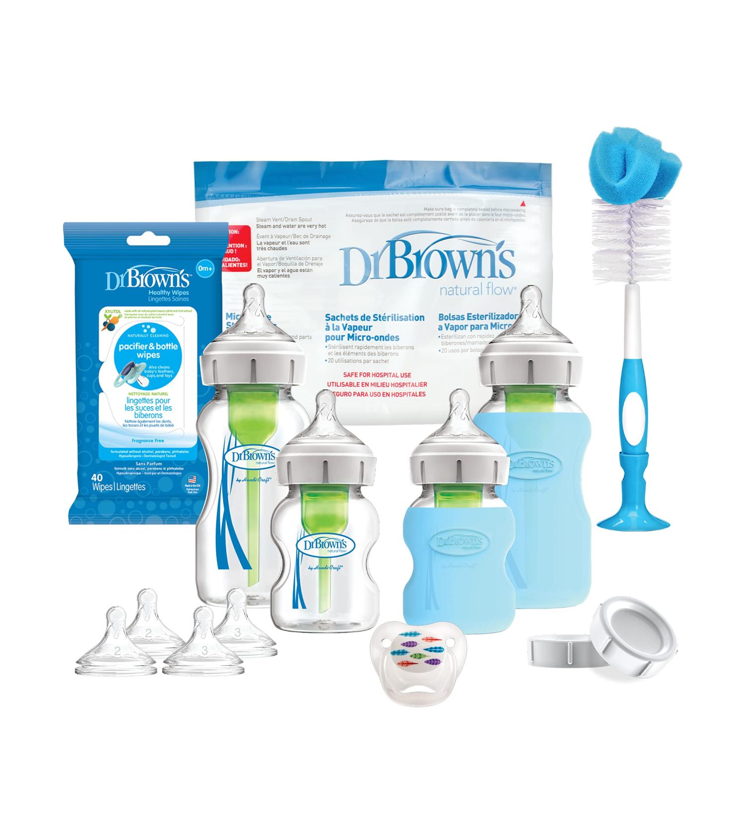 Dr. Brown's Options+ Wide-Neck Glass Baby Bottle Starter Set - Premium Quality for Newborns - Buy Online on GoSupps.com