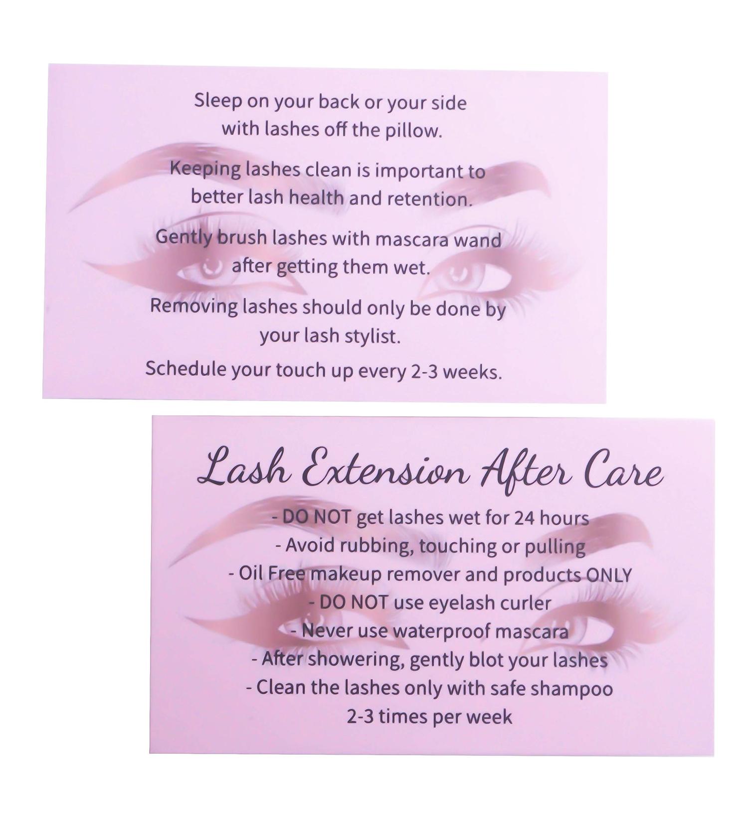 100 Lash Extension Aftercare Cards | Lash Client Instruction | Pink Technicians Accessories - Buy Online on GoSupps.com