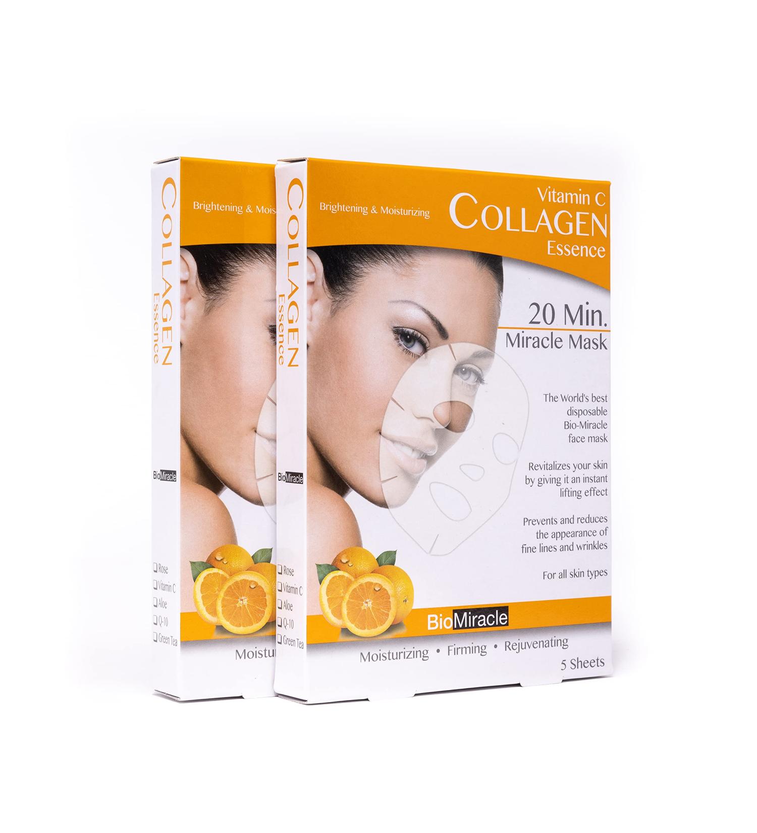 BioMiracle Vitamin C Collagen Essence 20 Min Miracle Mask - 5 Pack Moisturizing & Firming For Youthful Skin - Buy Online on GoSupps.com