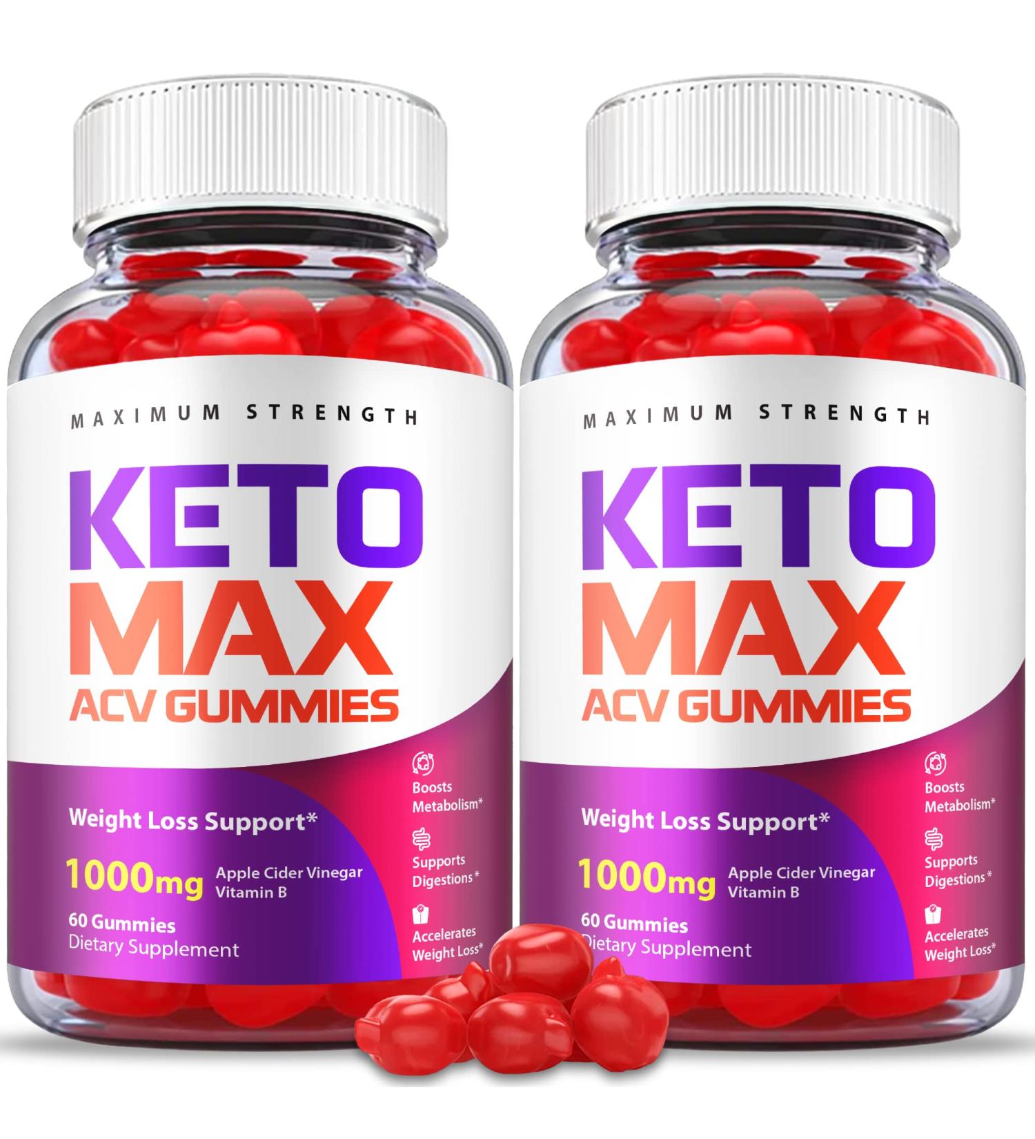 2 Pack Keto Max ACV Gummies - 1000mg with Apple Cider Vinegar, B12, Beet Root, Pomegranate - Vegan Formula (120 Gummies) - Buy Online on GoSupps.com