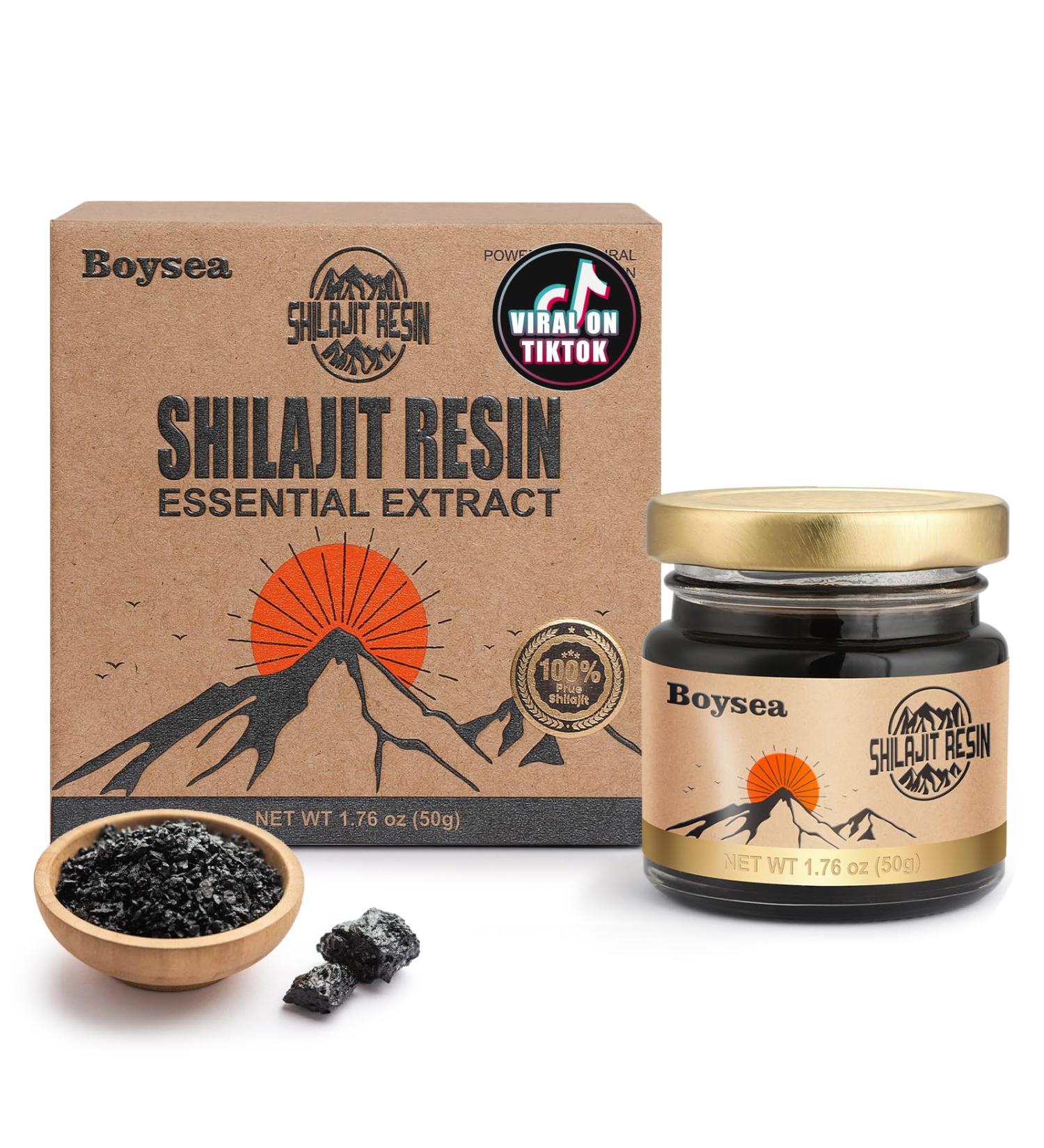 Boysea Shilajit Resin | 600 mg 80+ Servings| 85+ Trace Minerals & 75%+ Fulvic Acid for Focus & Energy| Zero Sugar| Gold Grade Pure Shilajit for Men & Women - 1.76 Oz - Buy Online on GoSupps.com