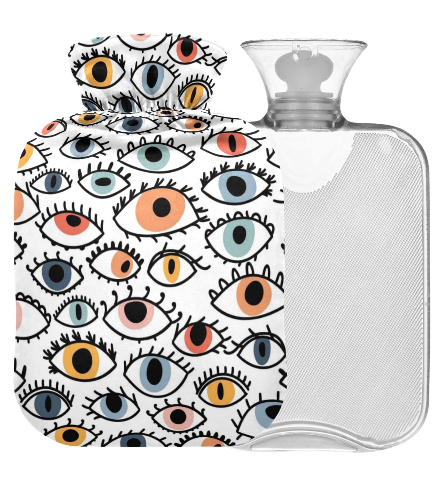 Naanle Colored Eyes Hot Water Bottle with Cover - 2L Heat & Cold Therapy Pain Relief for Hands & Feet Ideal for Bed Use - Buy Online on GoSupps.com