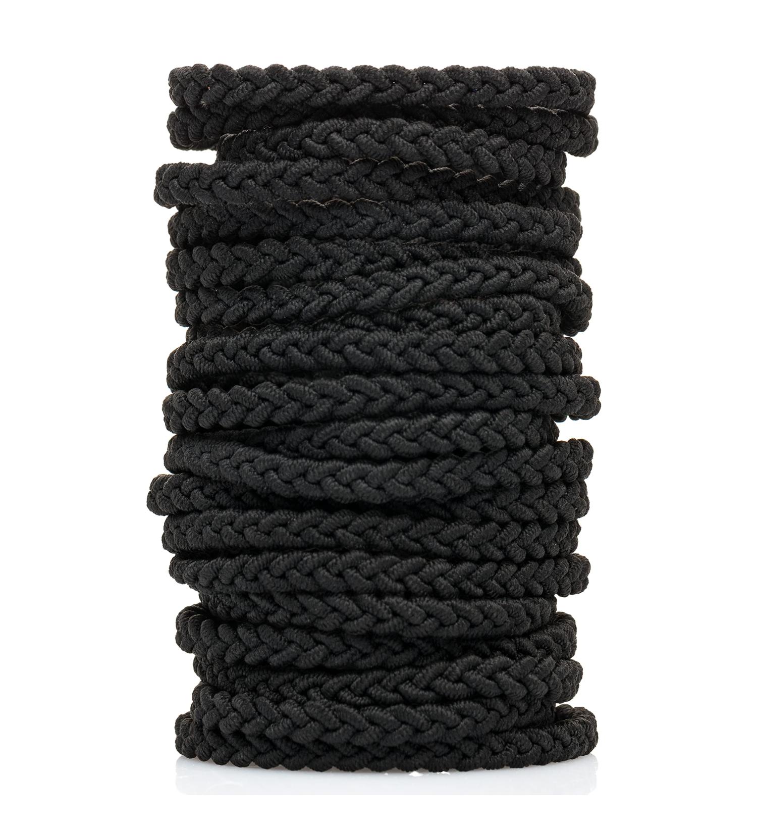 Black Braided Hair Ties 18 Pcs - Ponytail Holders, Hair Elastics, Men Bracelet - Miami Nights - Buy Online on GoSupps.com