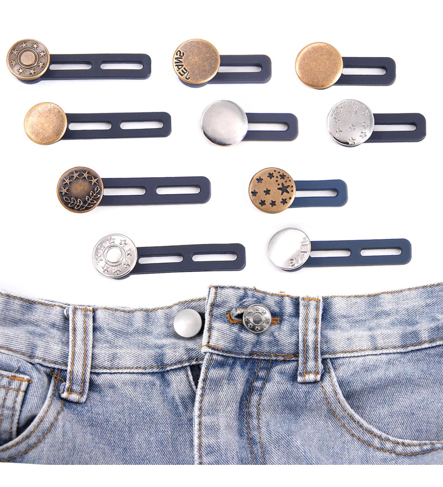 10Pcs Button Extender for Trousers Jeans - Elastic Waist Extenders for Men & Women - Adjustable Waistband Extension for Pants, Skirts, Pregnancy Trousers - Buy Online on GoSupps.com