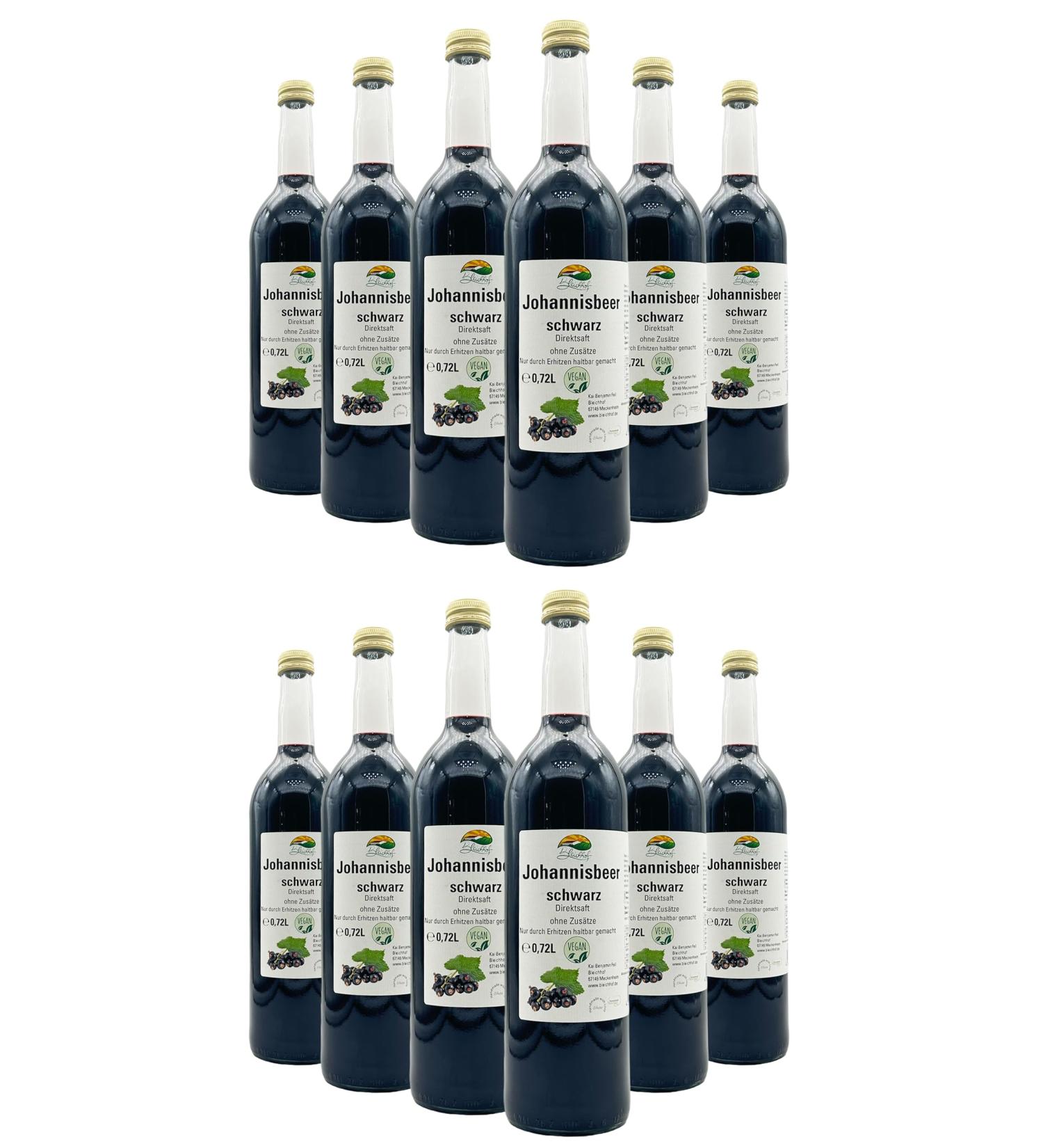 Bleichhof Bleichhof Blackcurrant Juice - 100% Direct Juice Vegan No Added Sugar Pack of 12 (12x0.72L) - Buy Online on GoSupps.com