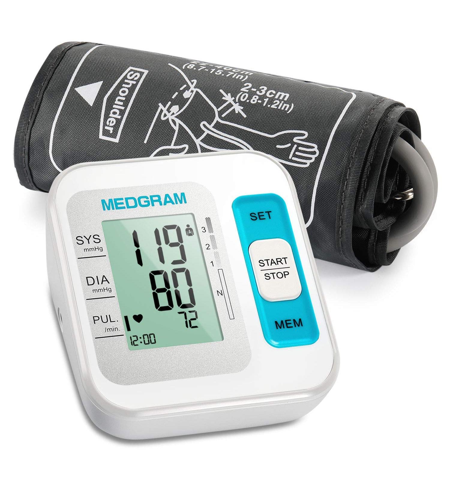 Accurate Upper Arm Blood Pressure Monitor with Large Cuff for Home Use - Digital Automatic BP Machine - 2 x 120 Sets Memory - White - Buy Online on GoSupps.com