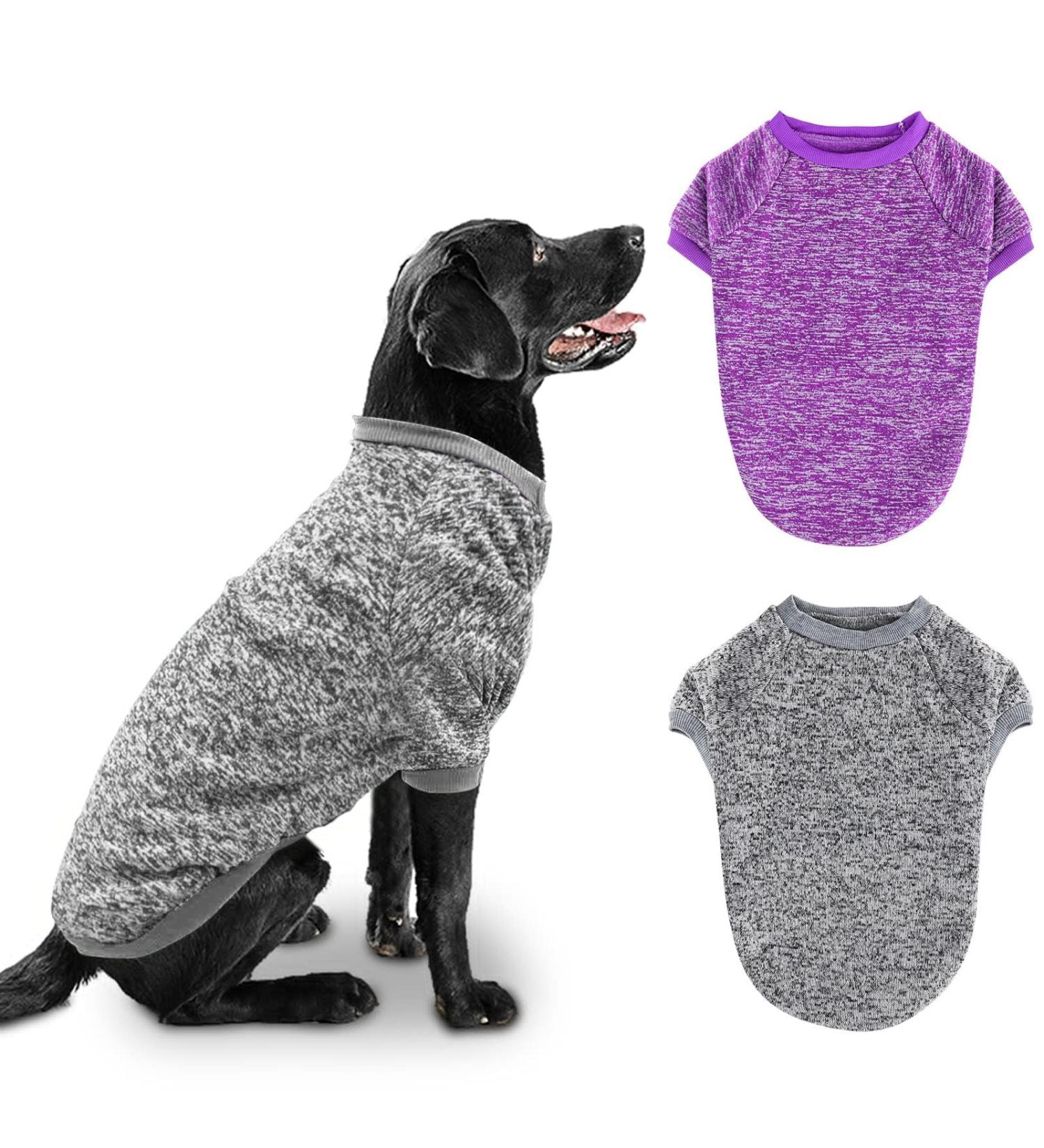 Ranypet 2 Pack Large Dog Sweater - Warm Thick Knitted Winter Clothing for Medium Dogs (3XL) - Purple & Gray - Buy Online on GoSupps.com