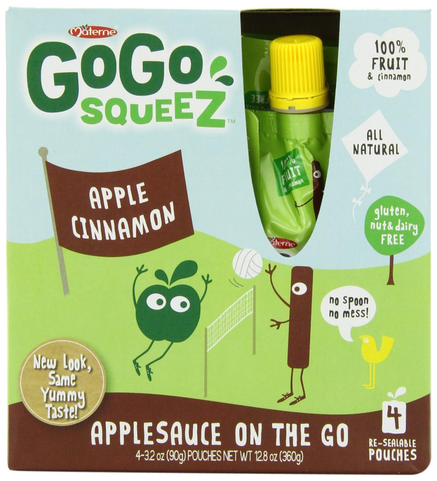 GoGo squeeZ Apple Cinnamon Snacks - Gluten Free  Vegan Kids Applesauce (4 Pouches) - Tasty & Nut-Free! - Buy Online on GoSupps.com