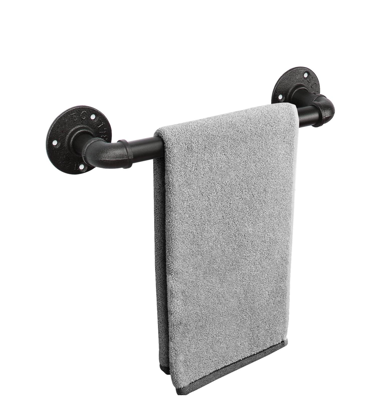 Industrial Pipe Towel Bar Rustic Iron Decor Bathroom Hardware Towel Bar Accessory Heavy Duty Wall Mounted Bath Towel Rack Holder Black (18 Inch) (Black 12 Inch) - Buy Online on GoSupps.com