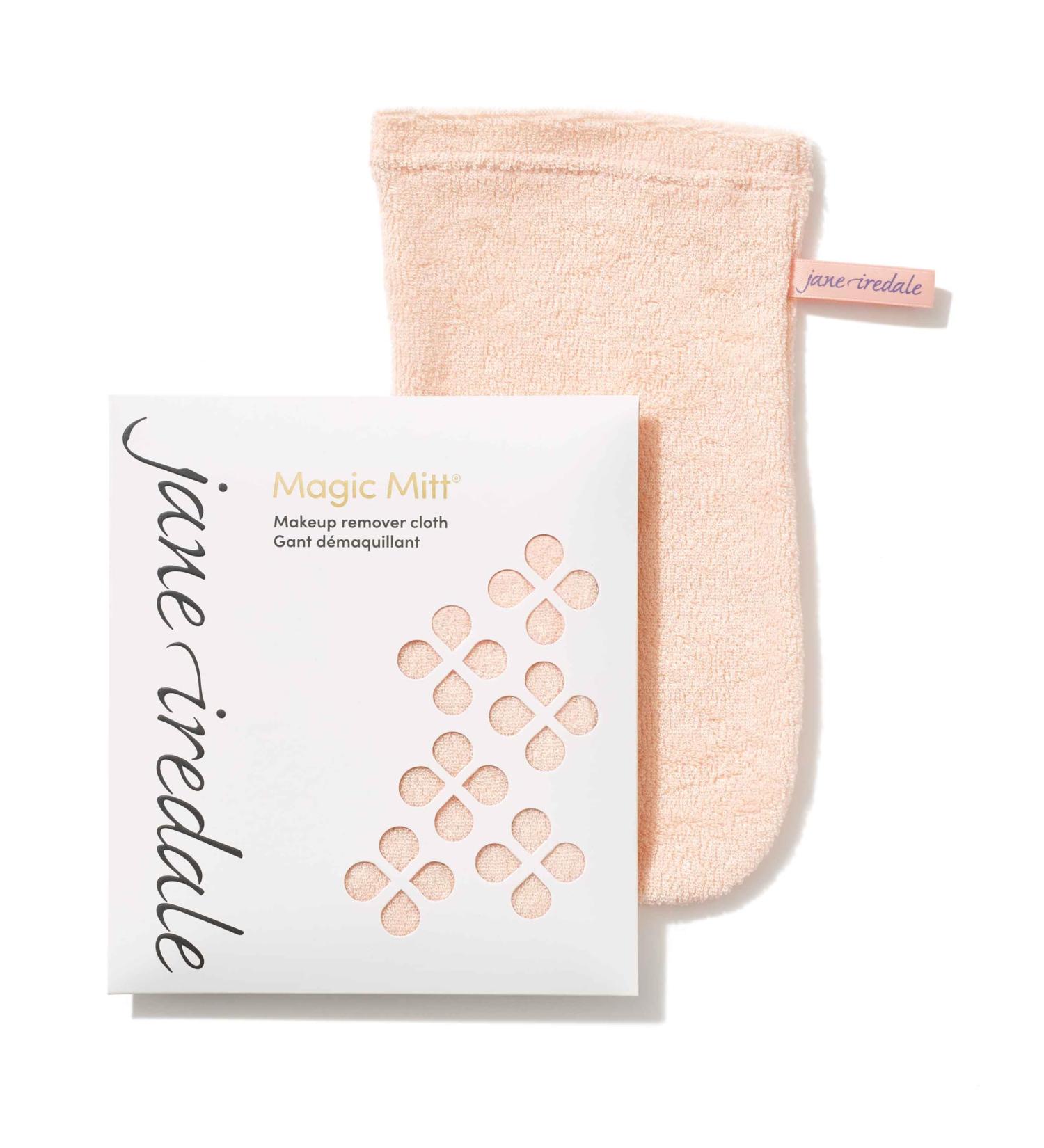 jane iredale Magic Mitt Reusable Knitted Microfiber Cloth Gently Removes Makeup and Cleanses Skin with Just Water Includes 1 Mitt Pink