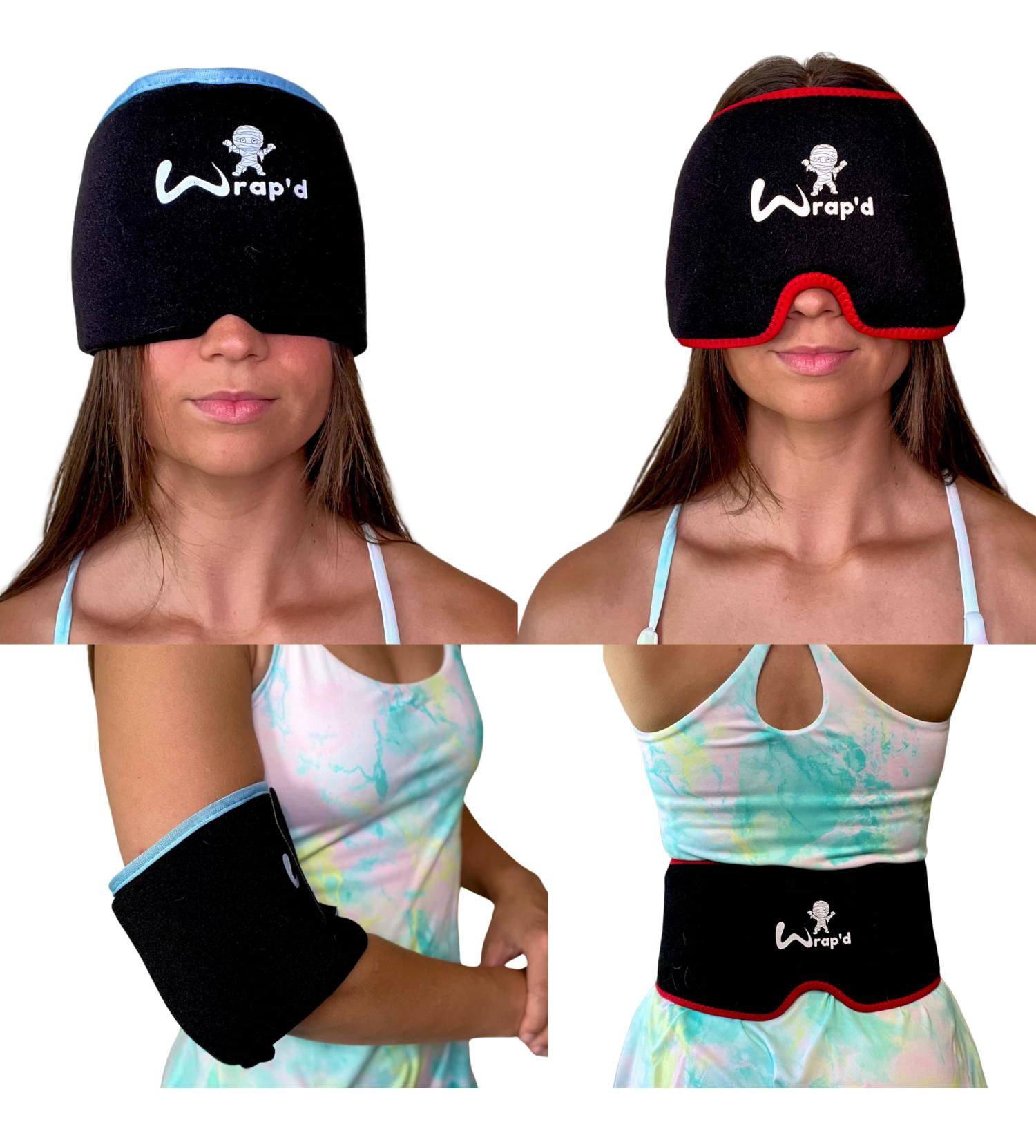 Tennis Elbow & Migraine Relief Cap Wraps - 2 Pack | Hot & Cold Therapy for Headaches Tendonitis & Pickleball Injuries - Odor Blocking Bag Included - Buy Online on GoSupps.com