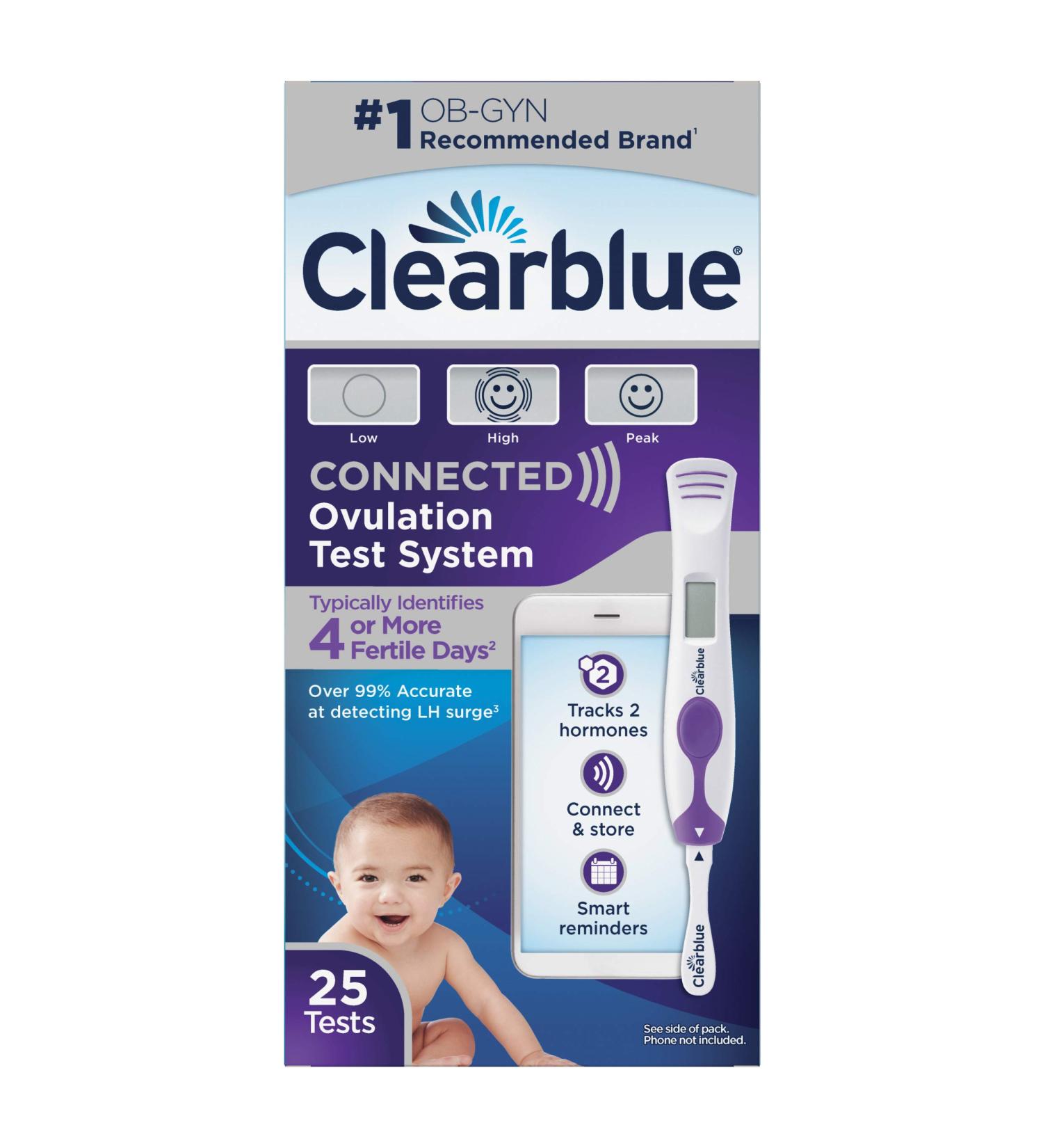 Clearblue Connected Ovulation Test System with Bluetooth Connectivity and Advanced Digital Results - 25 Tests - Buy Online on GoSupps.com