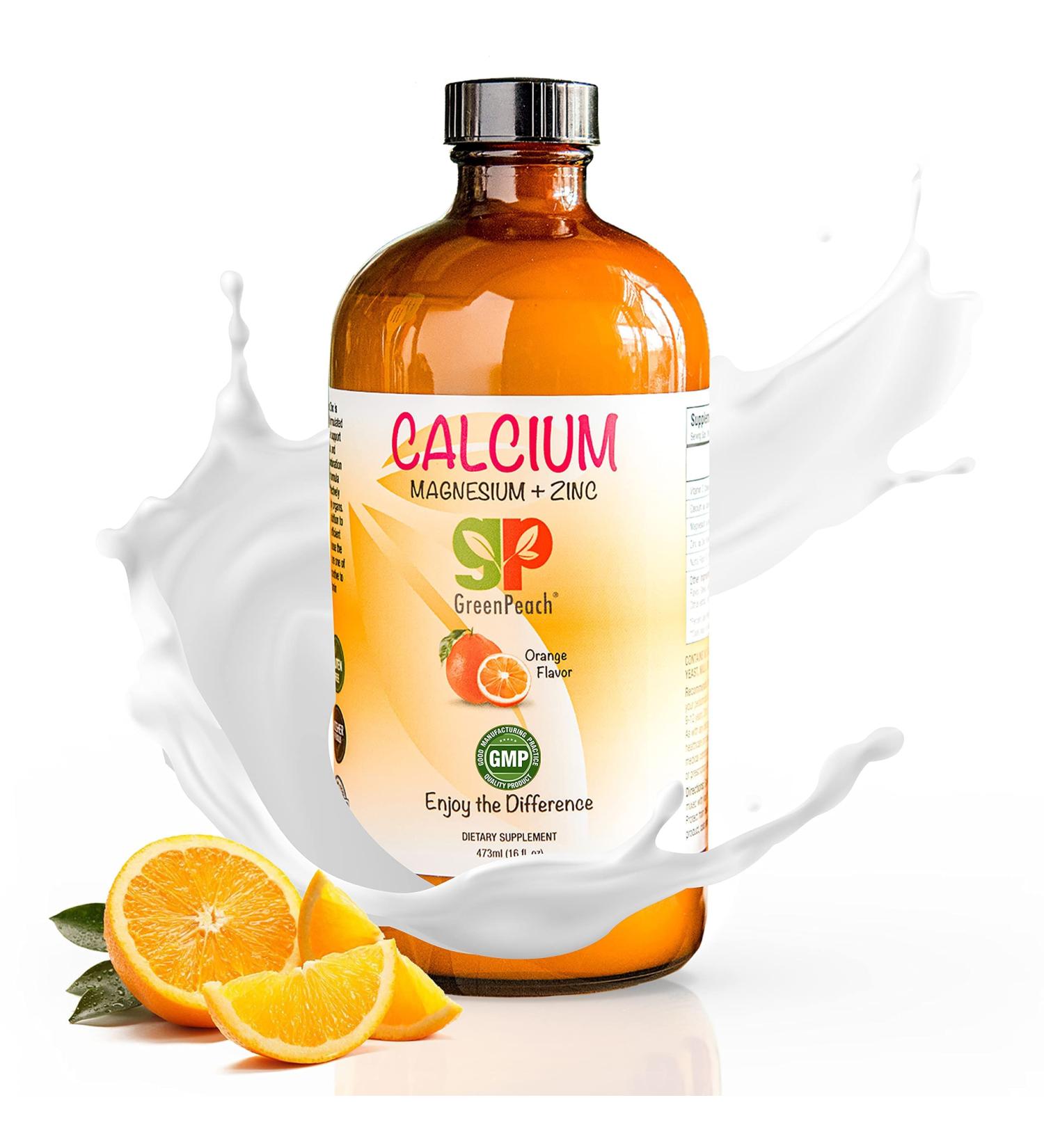 GreenPeach Organic Liquid Calcium for Kids - Magnesium Zinc Calcium Citrate & Vitamin D3 Calming Syrup & Liquid Calcium Supplement NO Sugar NO Artificial Flavors Vegetarian Halal Kosher 16 Fl Oz (Pack of 1) - Buy Online on GoSupps.com