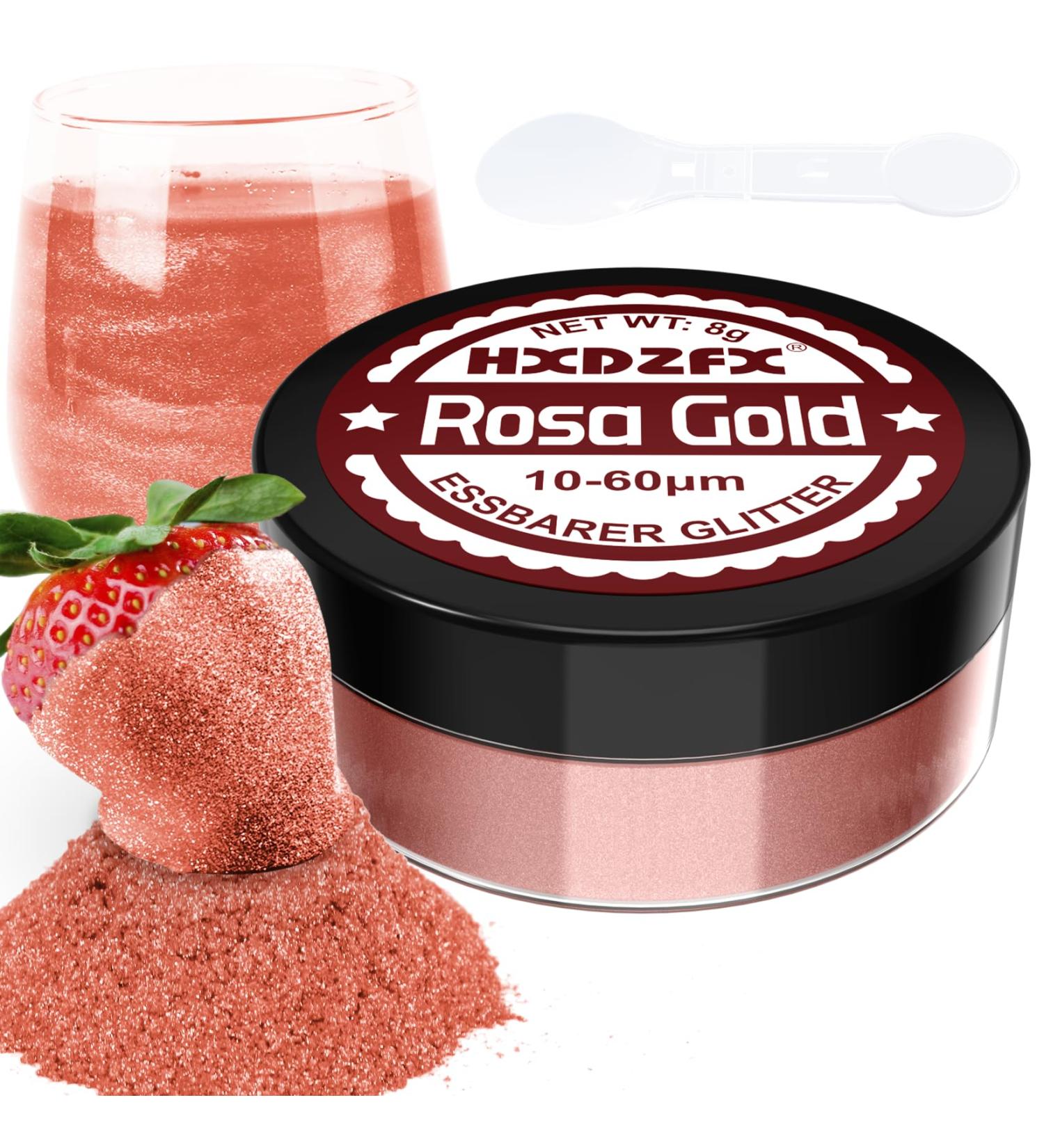 Edible Glitter for Drinks - Pink Gold Shimmering Food Coloring Powder (8G) | Perfect for Chocolate Cake & Fondant - Buy Online on GoSupps.com