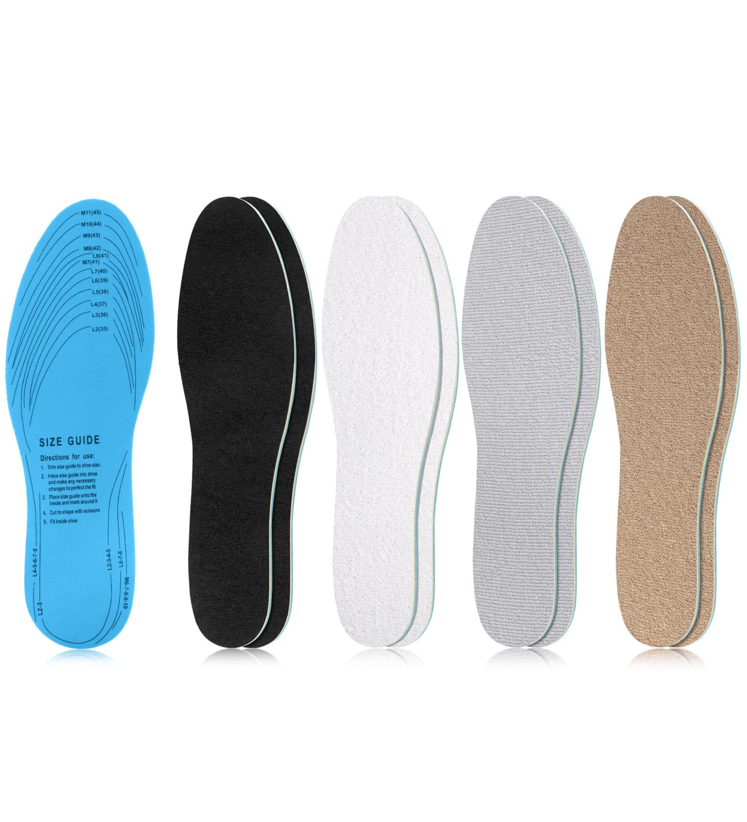 Hercicy 4 Pairs Washable Cotton Terry Insoles for Men and Women - Breathable Barefoot Replacement Insoles for Walking and Running Shoes (Stylish) - Buy Online on GoSupps.com