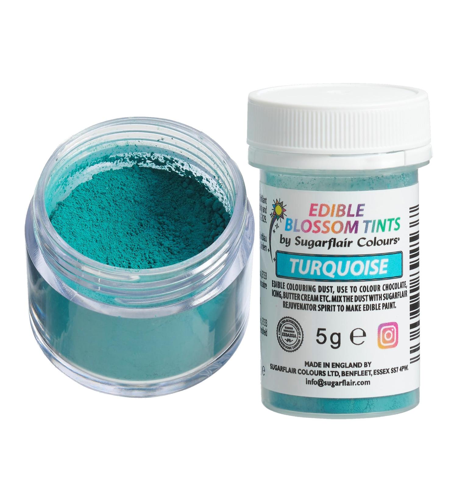 Sugarflair Turquoise Food Colouring Powder Dust Use on Cake Surfaces Decorations or Colour Sugarpaste Fondant Icing Chocolate Buttercream Royal Icing Macarons and More! - 5g