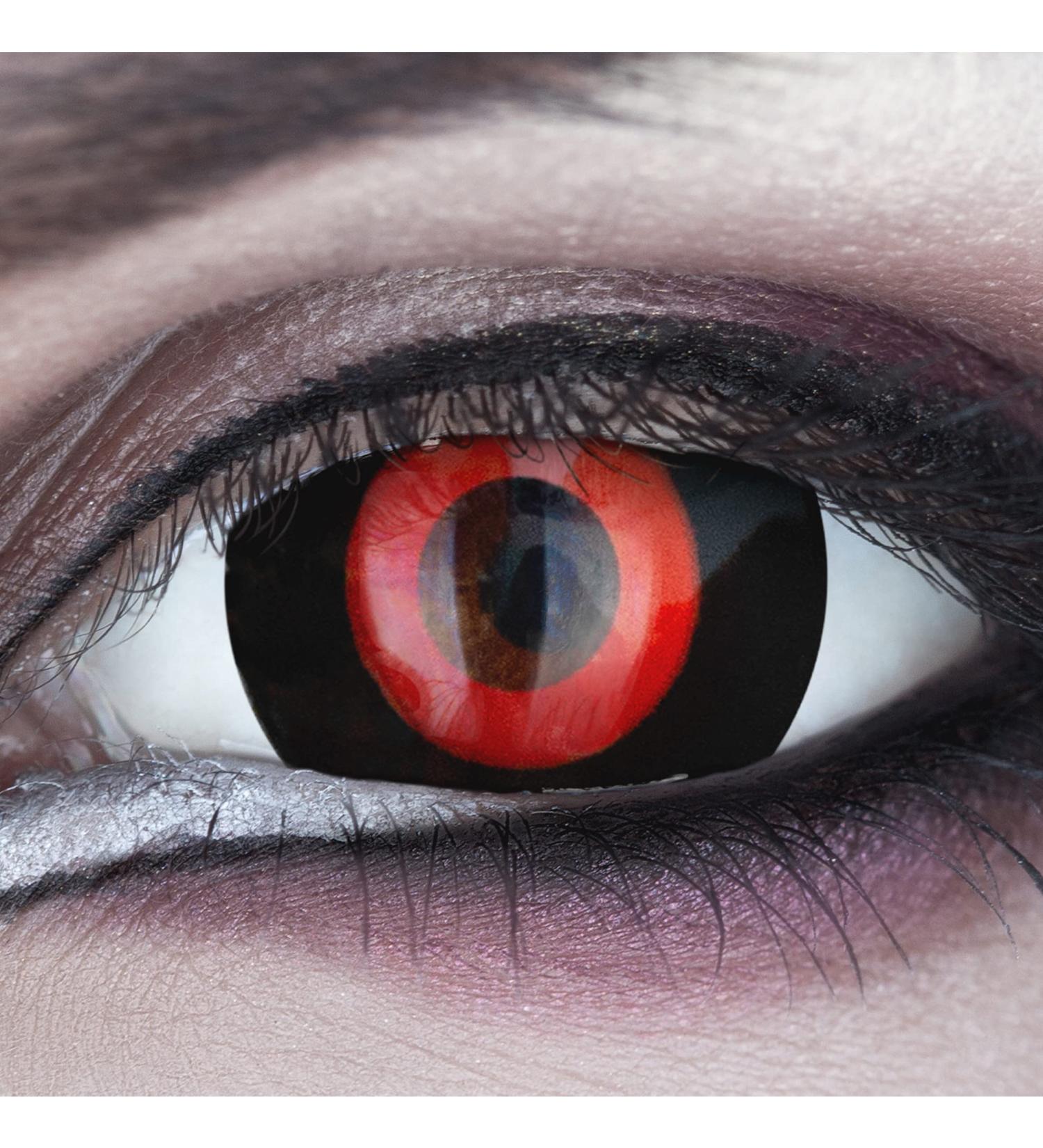 Buy Ghoul Black Red 17mm Mini Sclera Contact Lenses - 12 Month Annual Lenses for Ken Kaneki Costume | Halloween Horror - Includes Container | 1 Pair (2 Pieces) - Buy Online on GoSupps.com