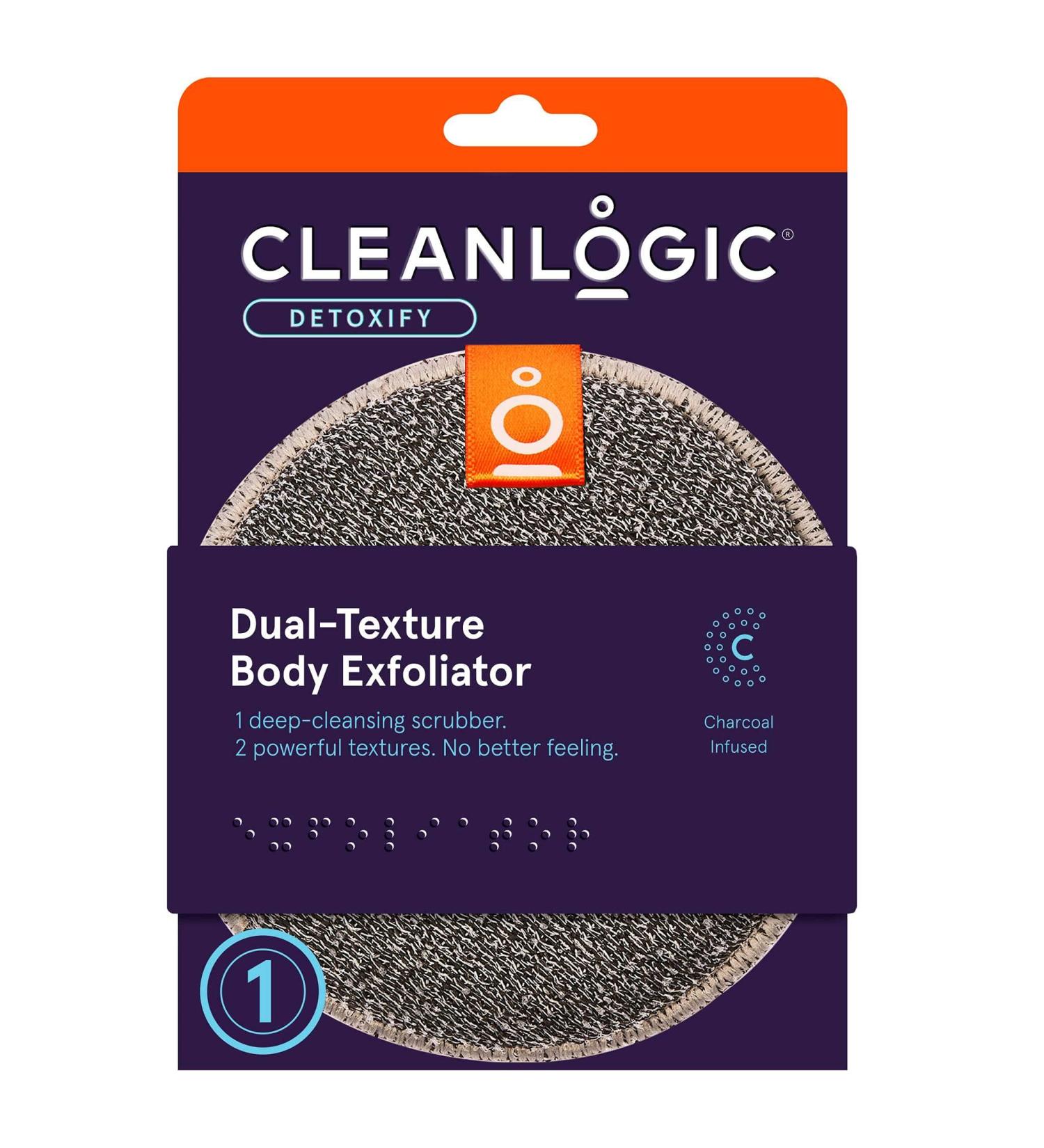 Cleanlogic Detox Purifying Charcoal Exfoliating Body Scrubber - Pack of 3 | Gentle Dual-Texture Scrub | 1 Count - Buy Online on GoSupps.com