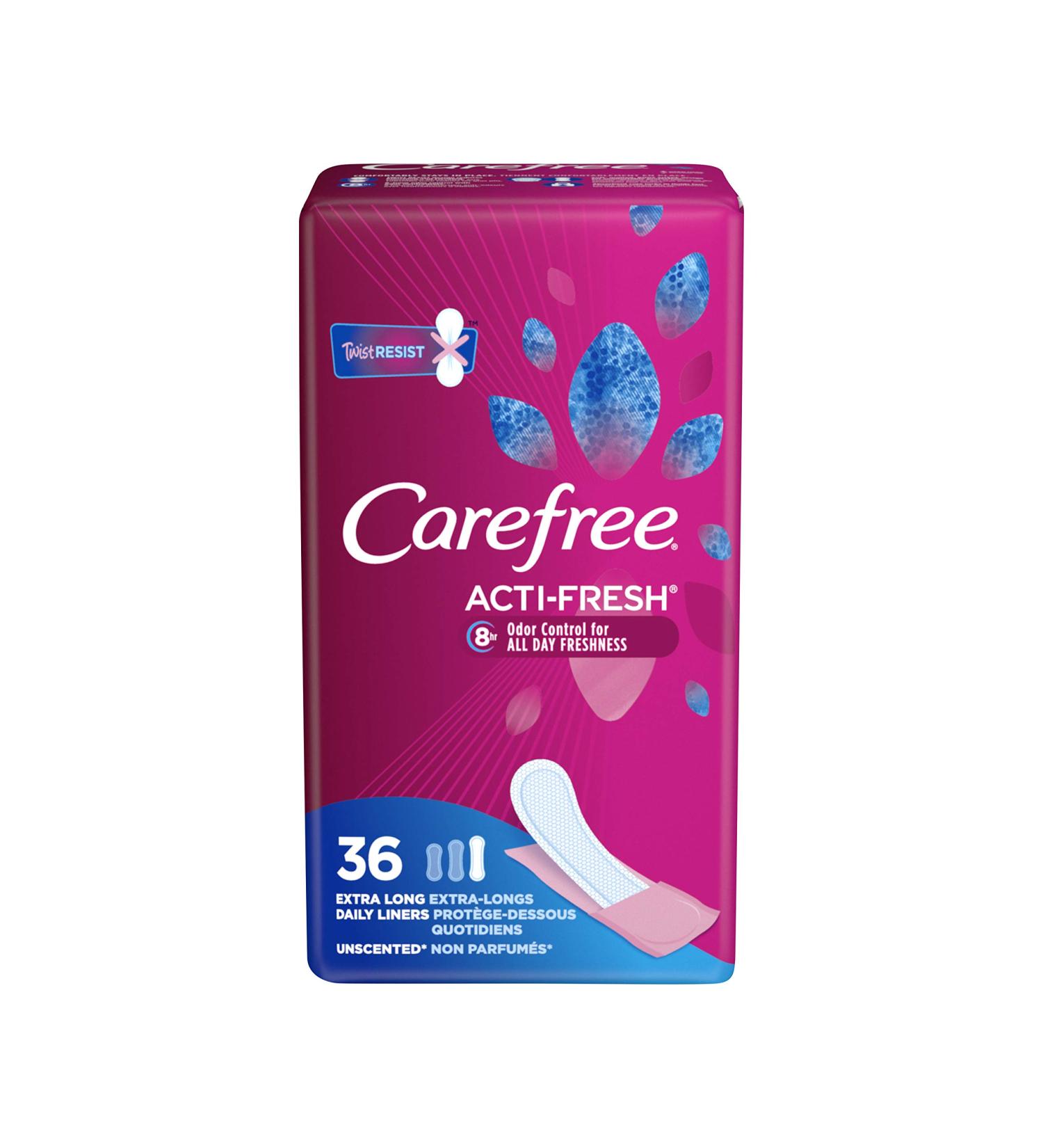 Carefree Body Shape Pantiliners Extra Long To Go Unscented 36 ct