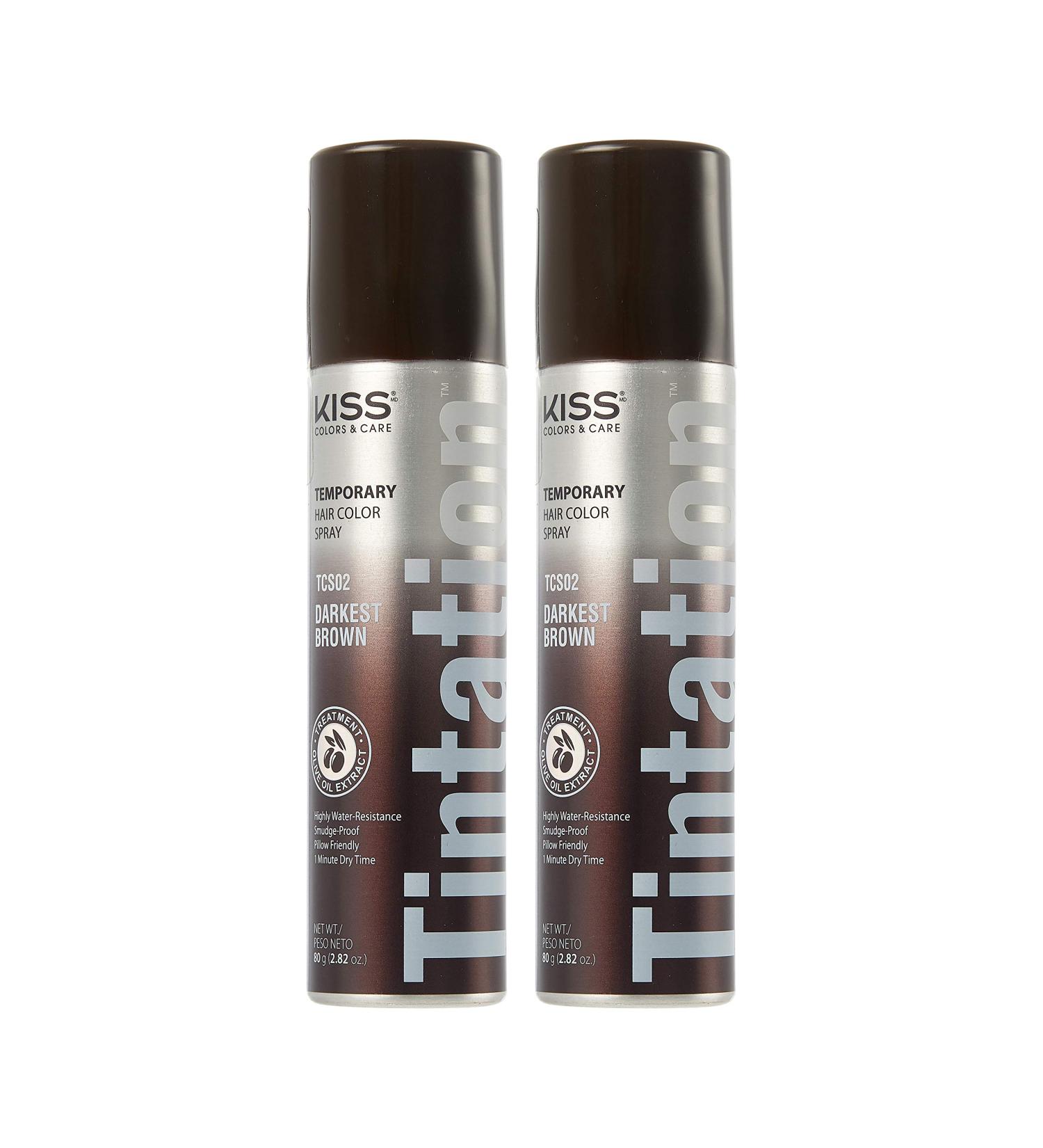 Kiss Root Cover Up Gray Concealer Spray Tintation Temporary Hair Color Spray Root Touch Up Spray Hair Dye 2.82 oz. 2 PACK (Dark Brown) 2 Pack-Darkest Brown - Buy Online on GoSupps.com