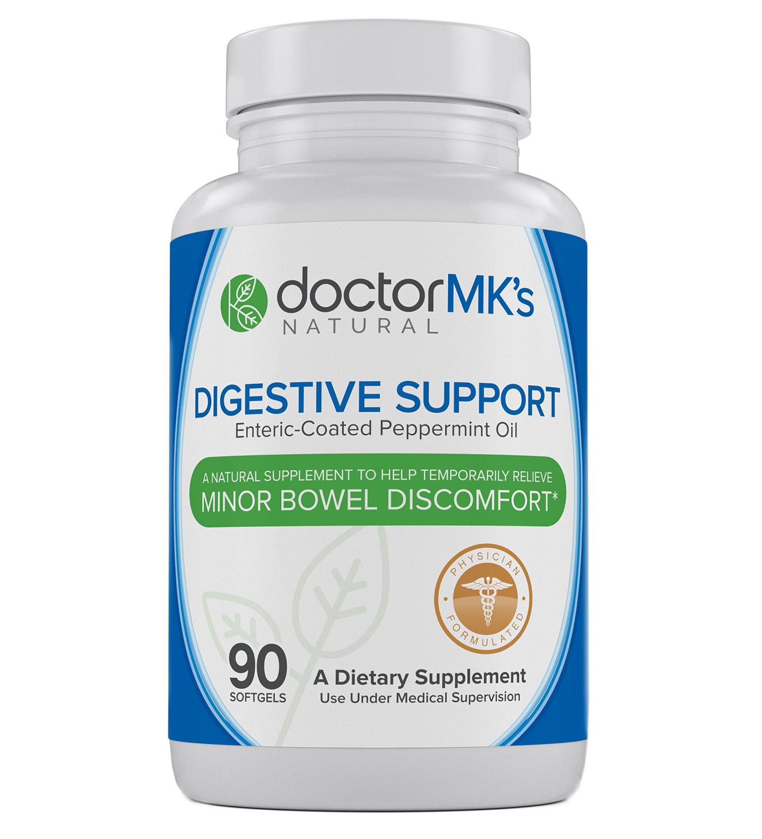 Doctor MK's IBS Relief Supplement - 90 Enteric Coated Peppermint Oil Capsules for Digestive Support and Irritable Bowel Syndrome Treatment - Buy Online on GoSupps.com